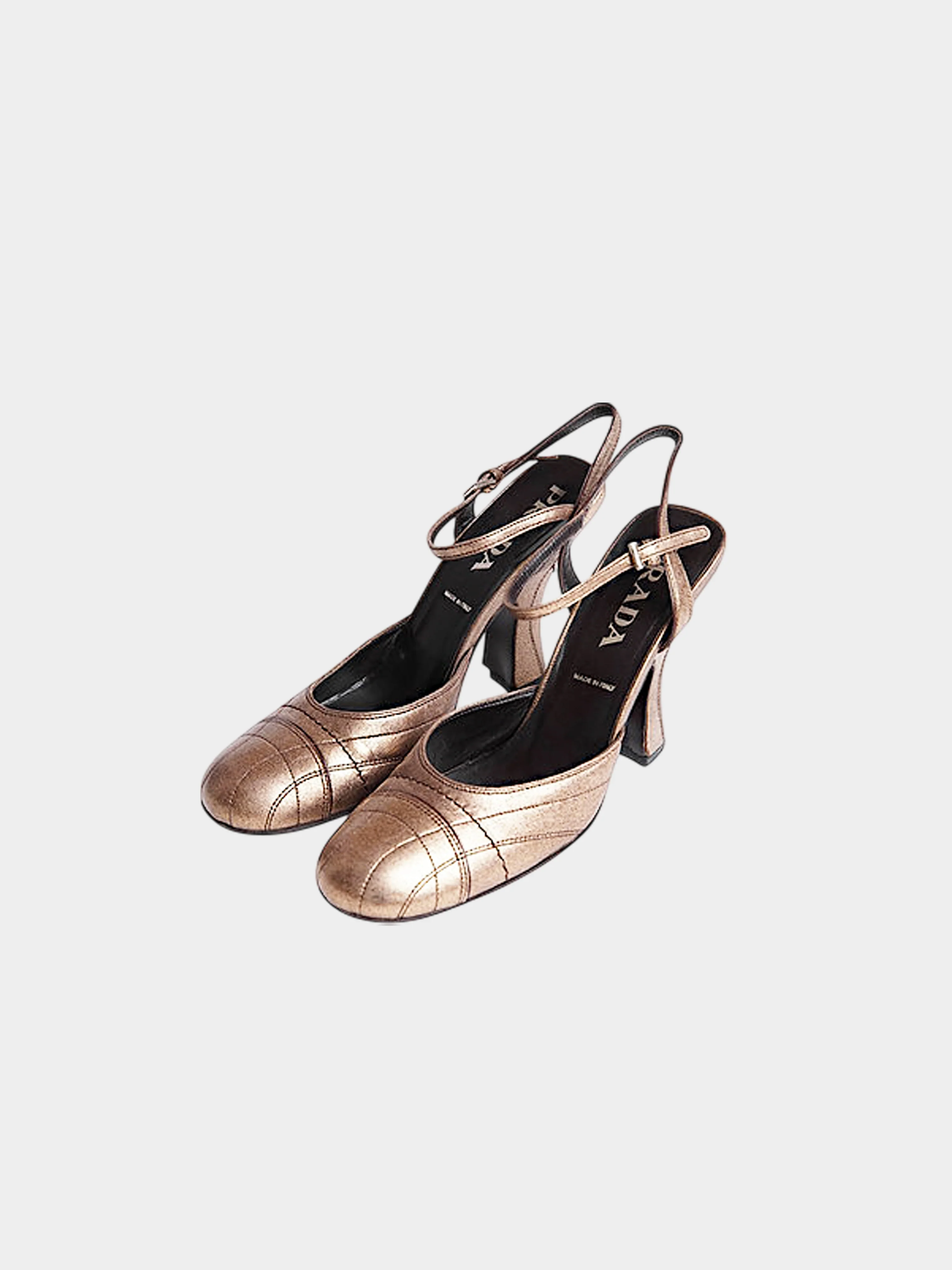 Prada FW 2000 Bronze Metallic Leather Pumps - Image 4