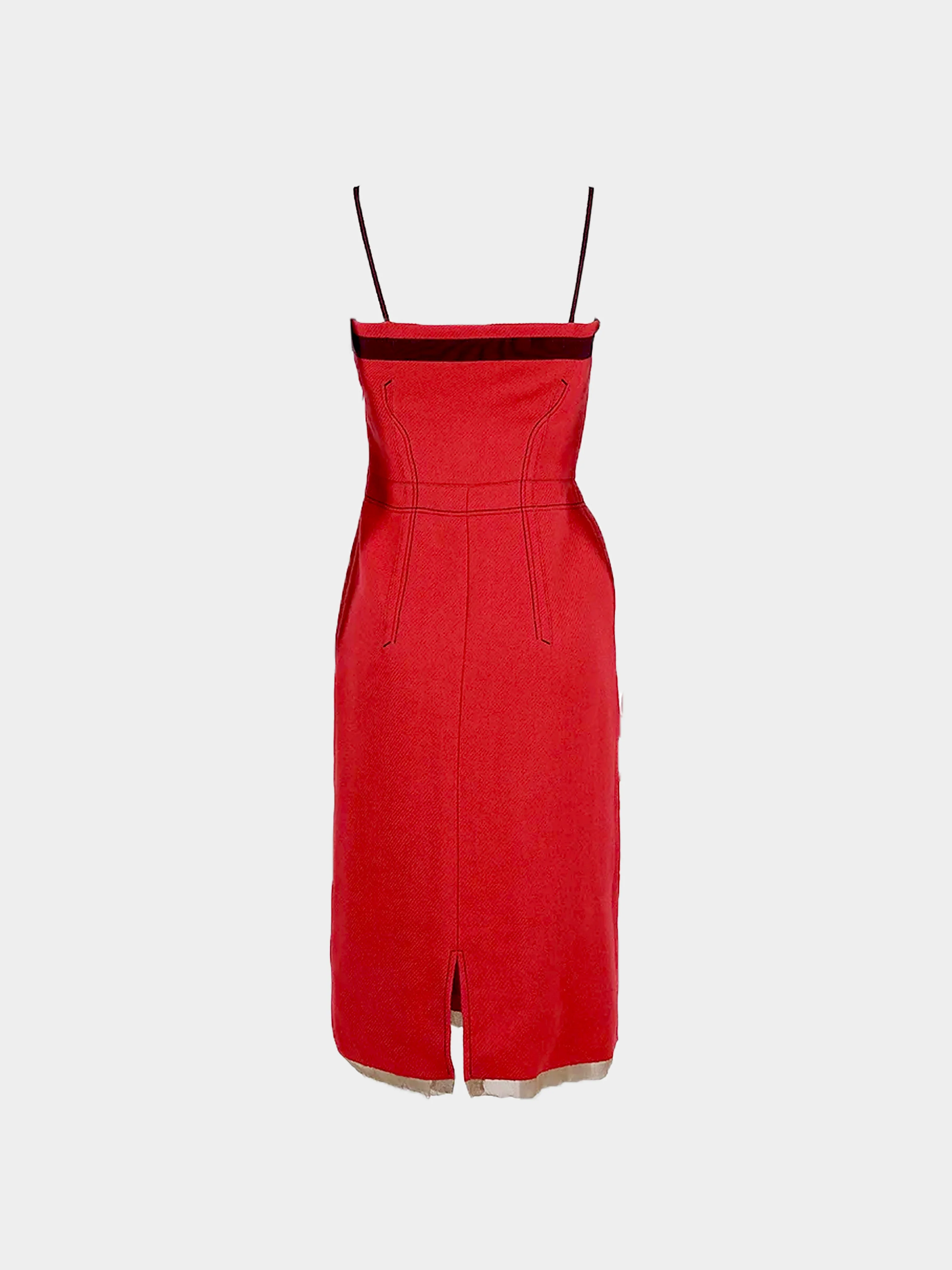 Prada FW 2000 Runway Red Wool Dress - Image 2