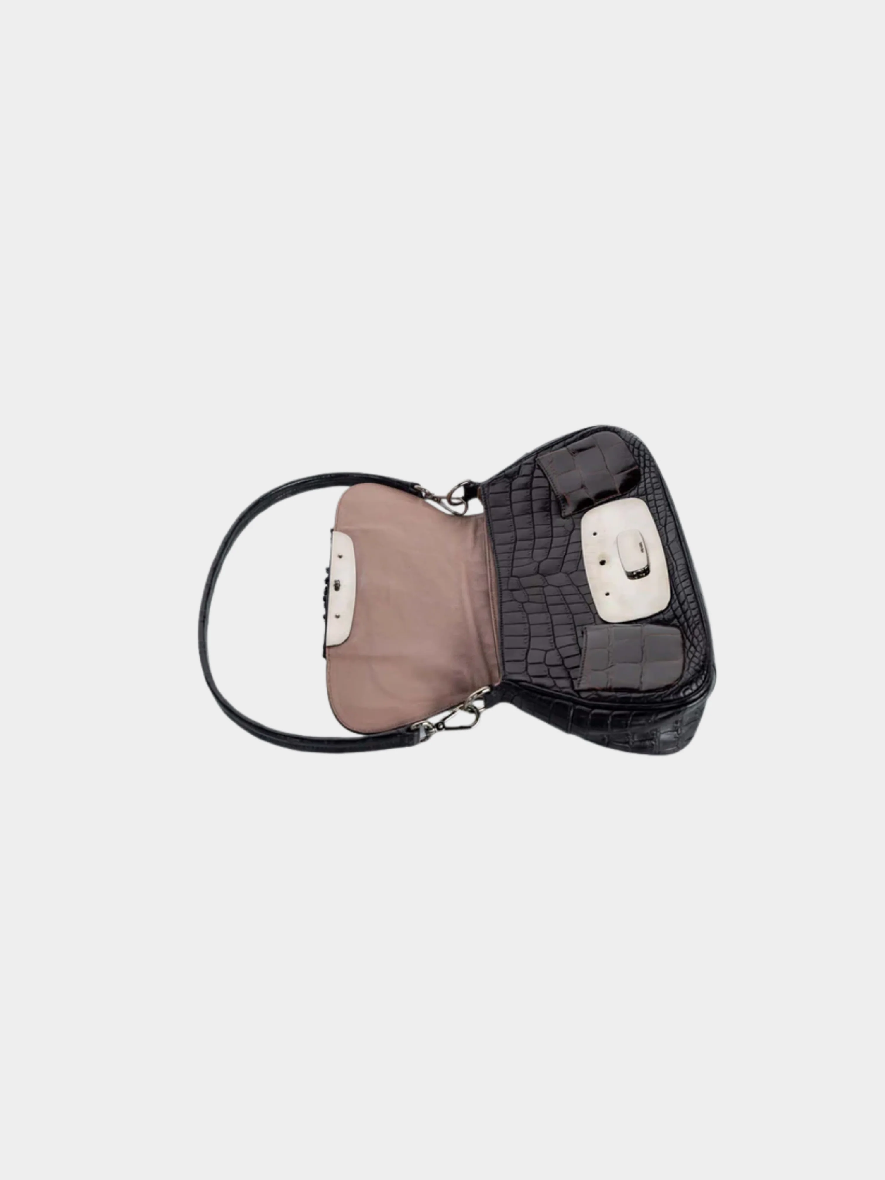 Prada FW 2004 Brown Crocodile Jeweled Bag - Image 5