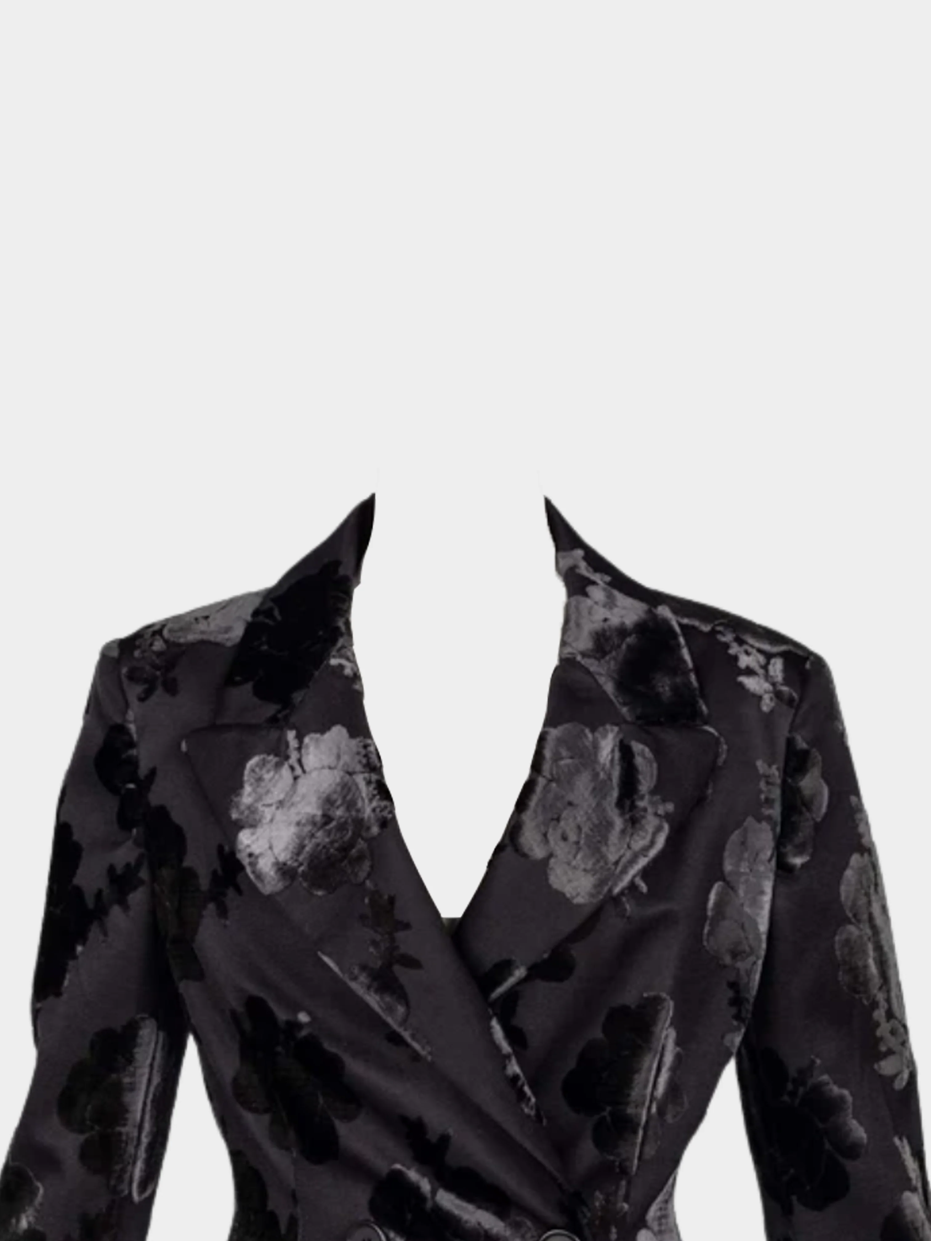 Prada FW 2009 Runway Black Silk Velvet Floral Skirt Suit - Image 3