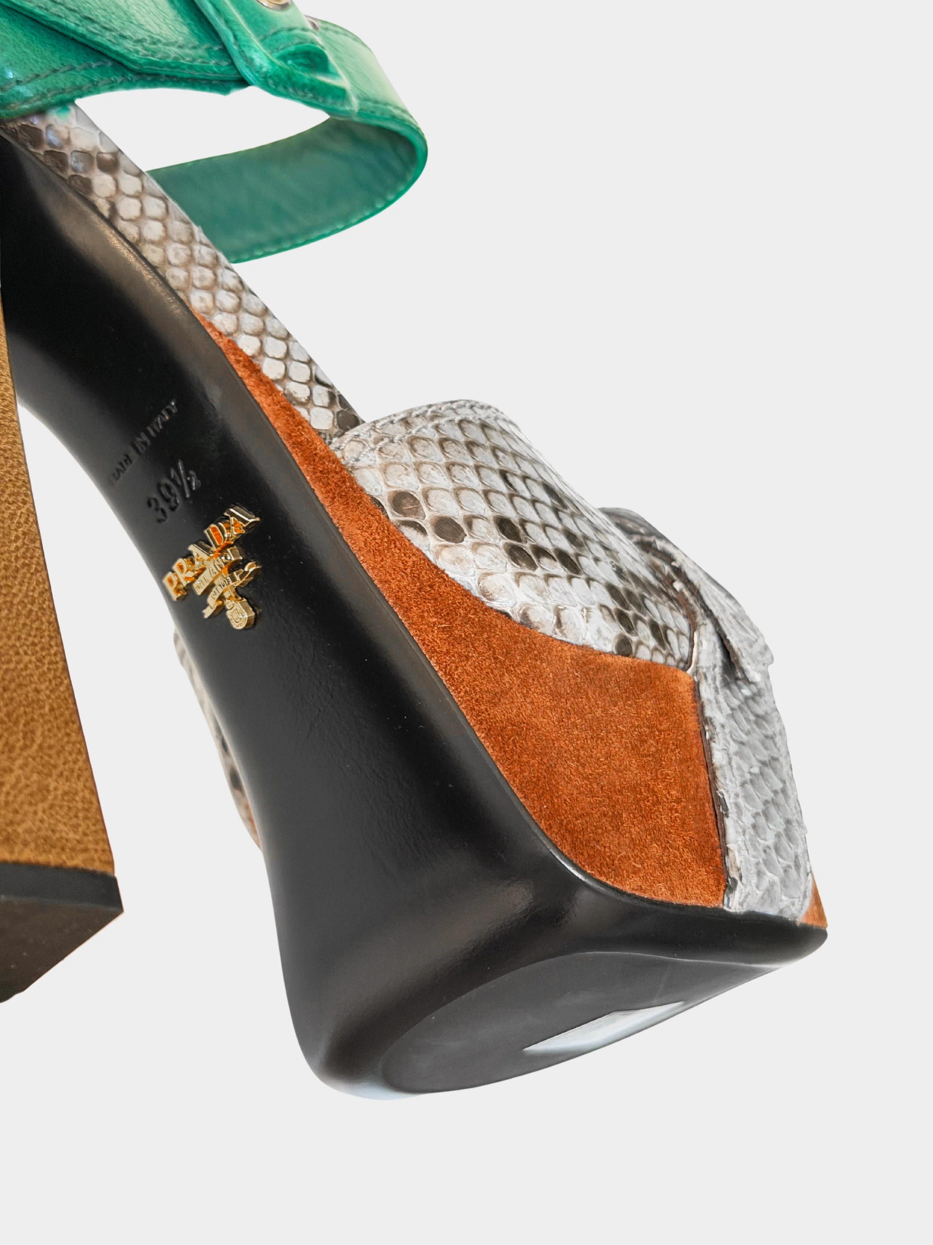 Prada FW 2011 Colorblock Python Leather Mary Jane Platform Heels - Image 2