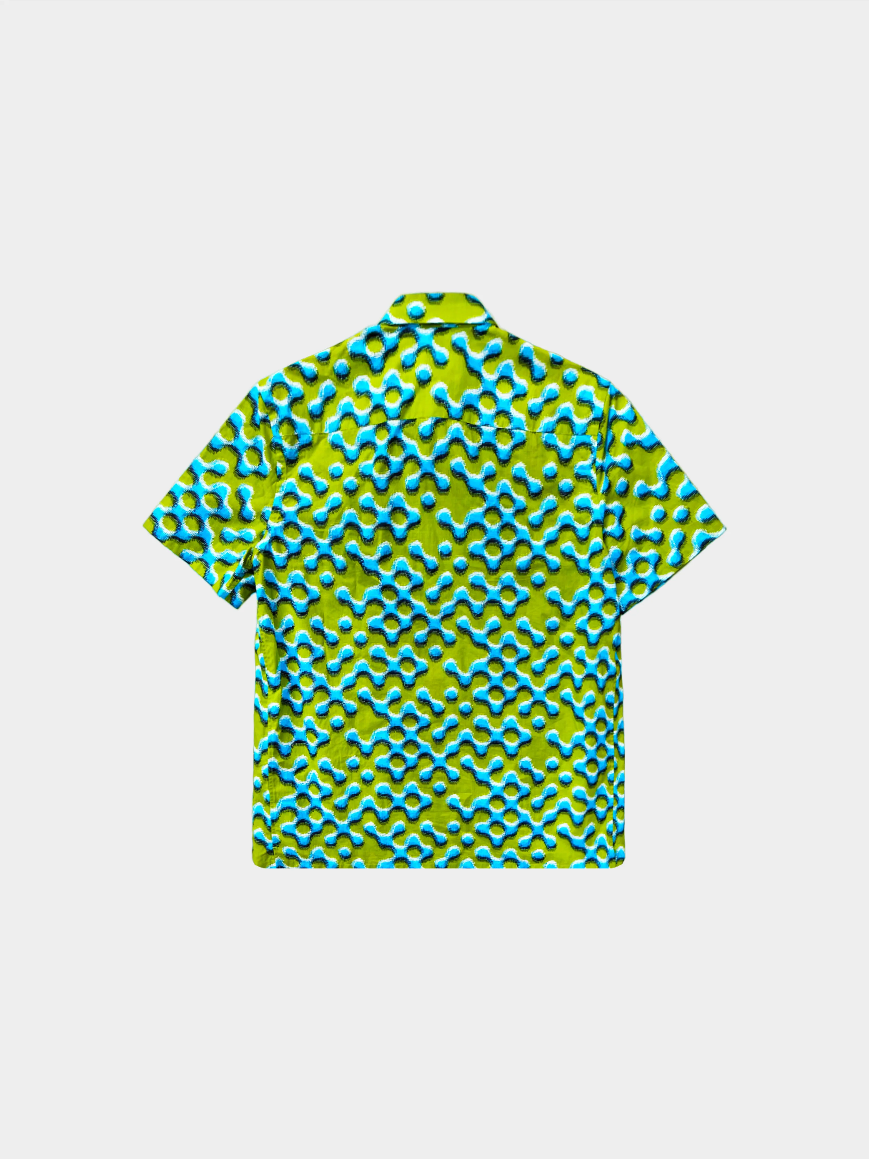 Prada FW 2015 Green and Blue Abstract Pattern Print Shirt - Image 2