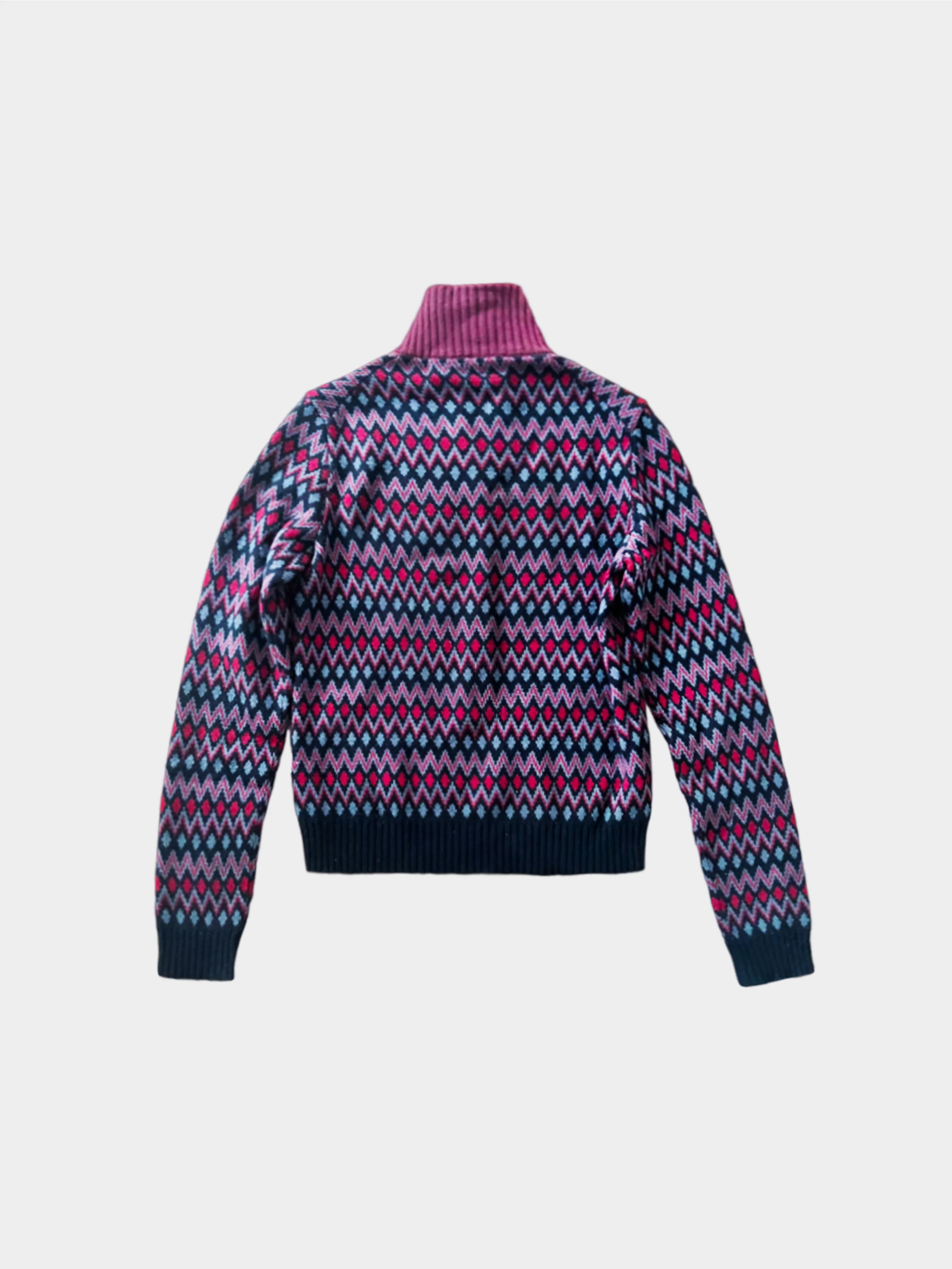 Prada FW 2018 3/4 Zip Graphic Burgundy Sweater - Image 2