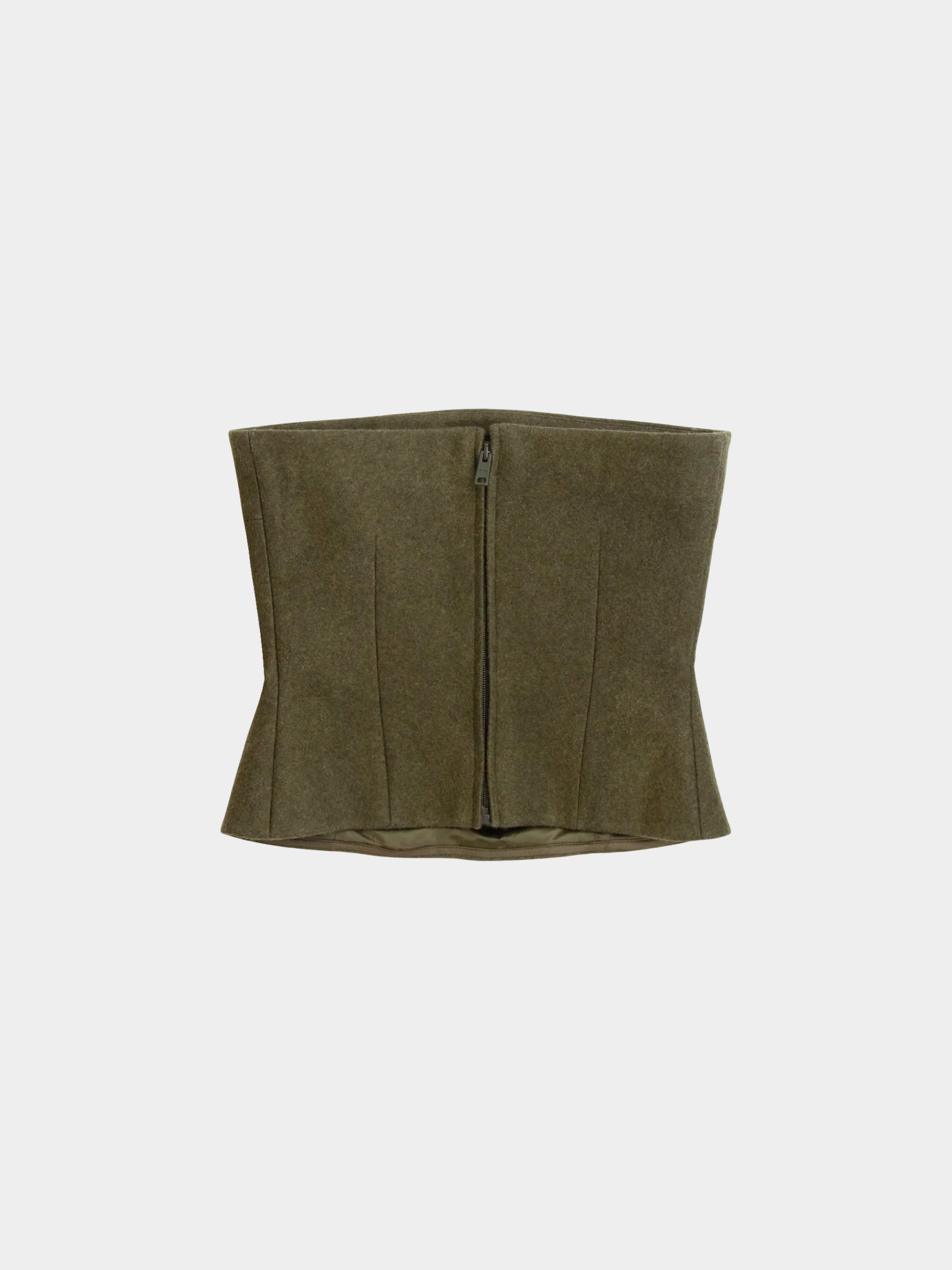 Prada FW 2019 Green Felt Military Bustier Top - Image 2