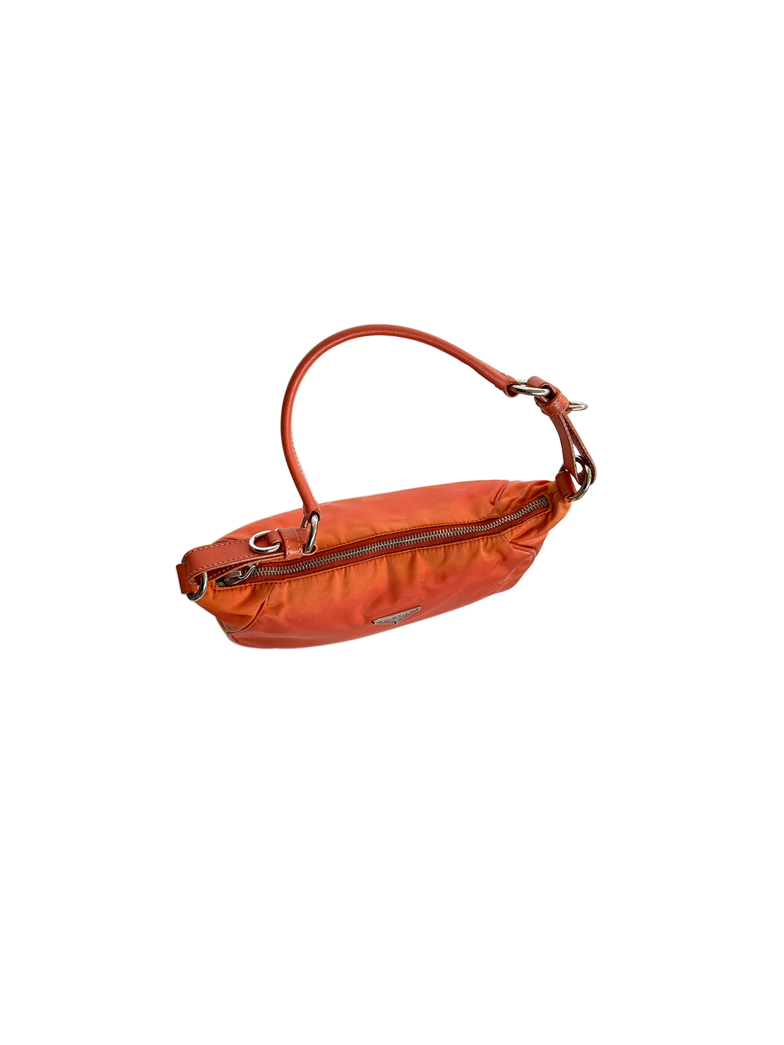 Prada 2000s Orange Small Tessuto Bag - Image 3