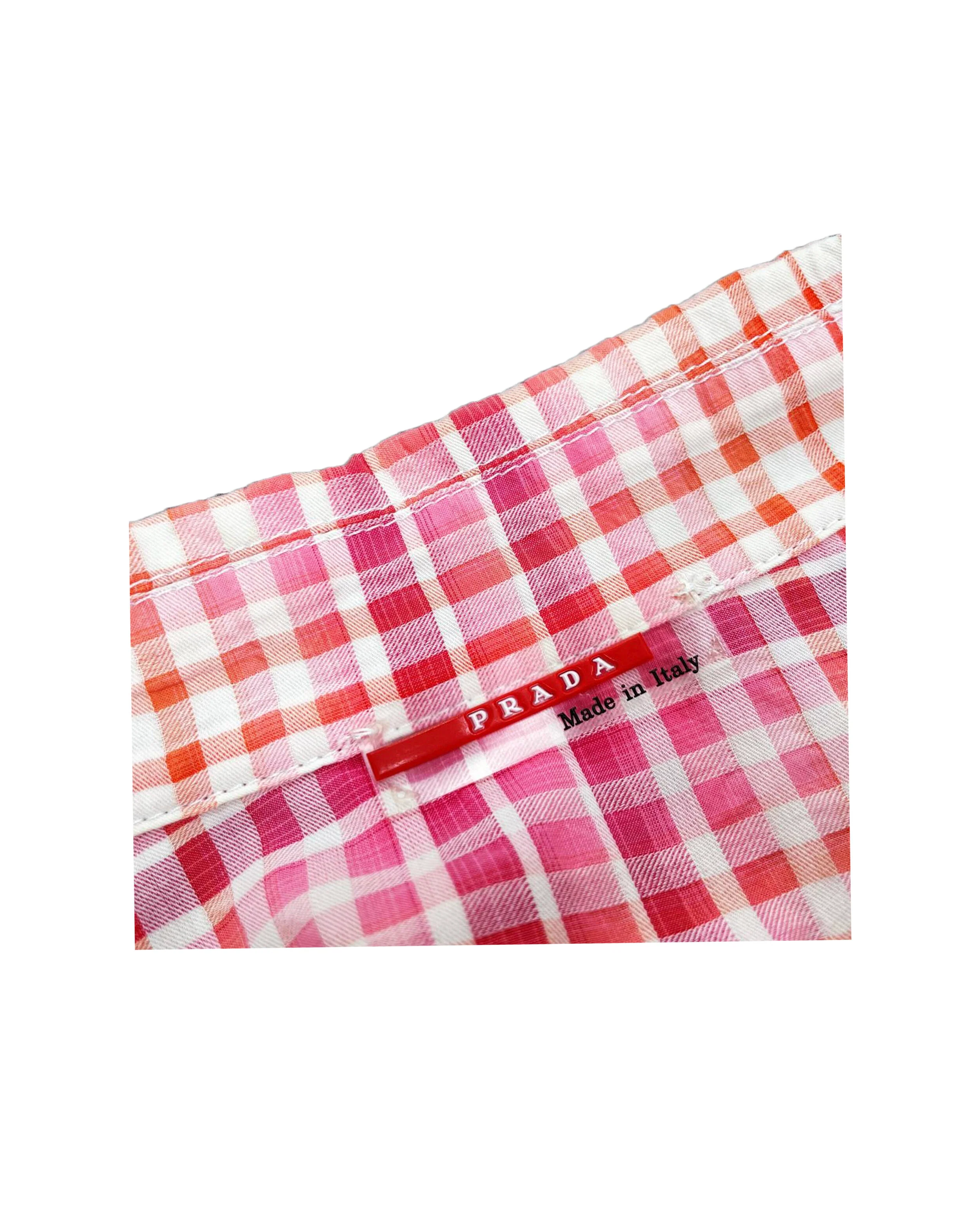 Prada 2000s Plaid Shortsleeve Cotton Shirt - Image 4