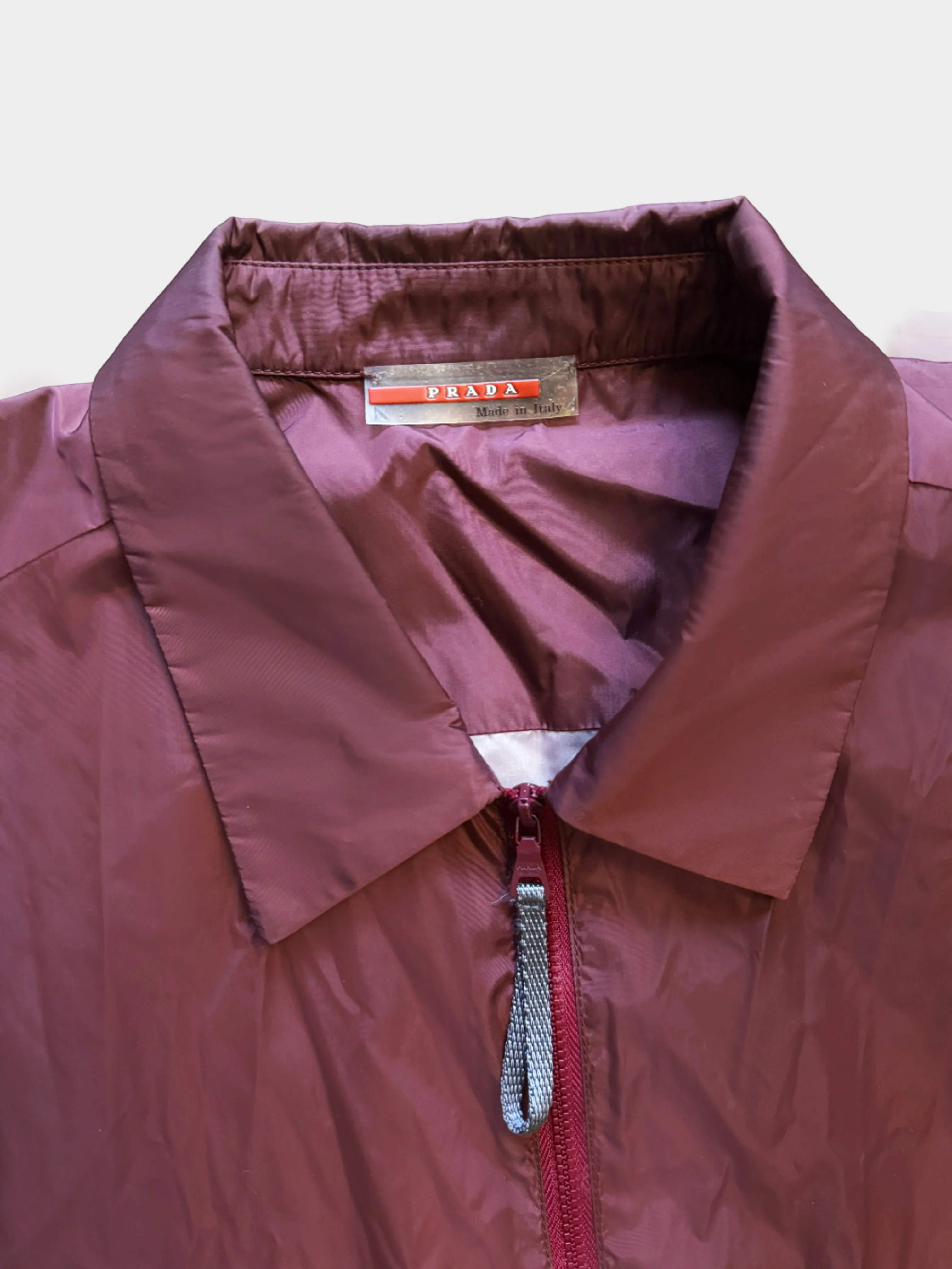 Prada Sport SS 1999 Burgundy Nylon Zip-up Top - Image 3