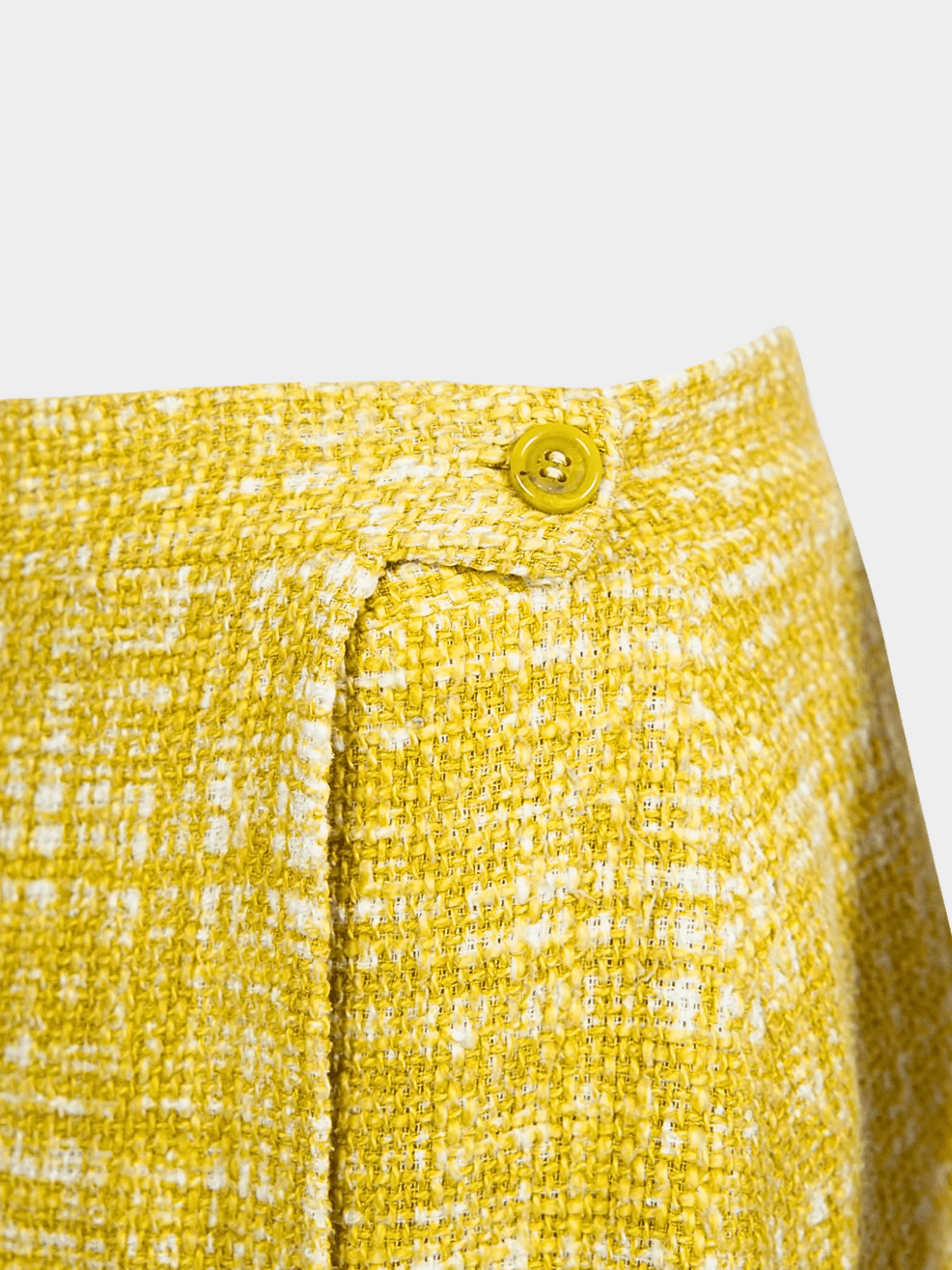 Prada SS 1996 Yellow Tweed Mini Skirt - Image 3