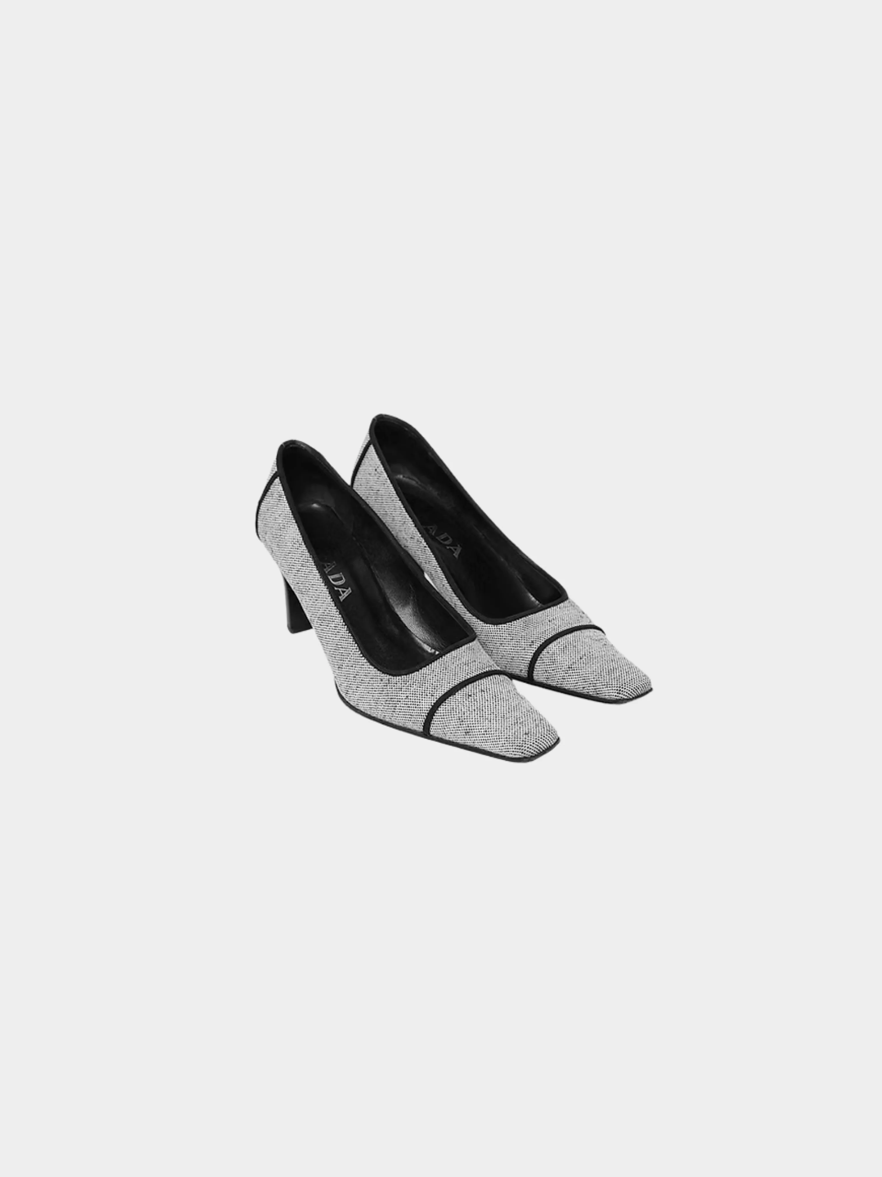 Prada SS 1999 Grey Canvas Heels - Image 2