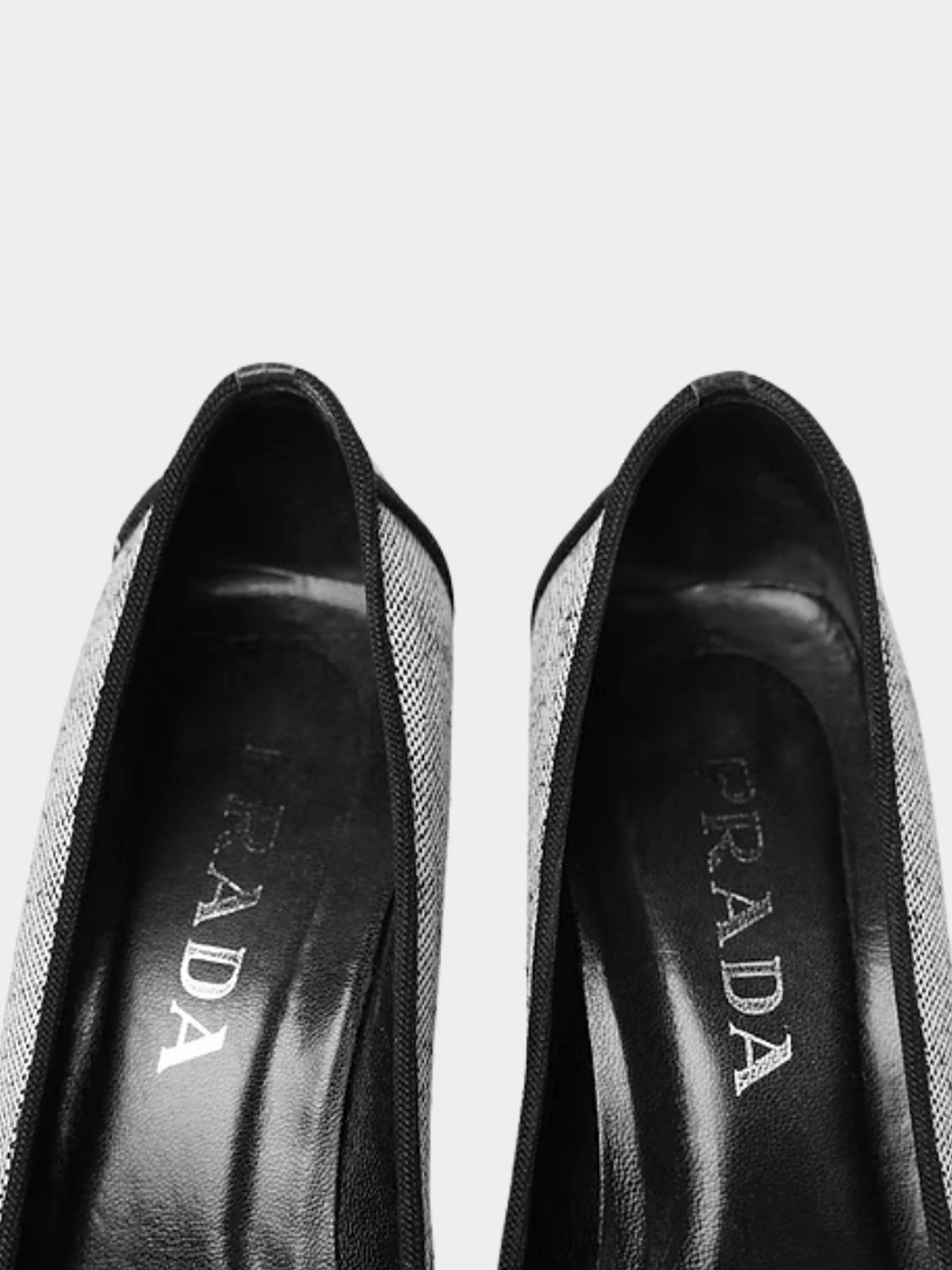 Prada SS 1999 Grey Canvas Heels - Image 5