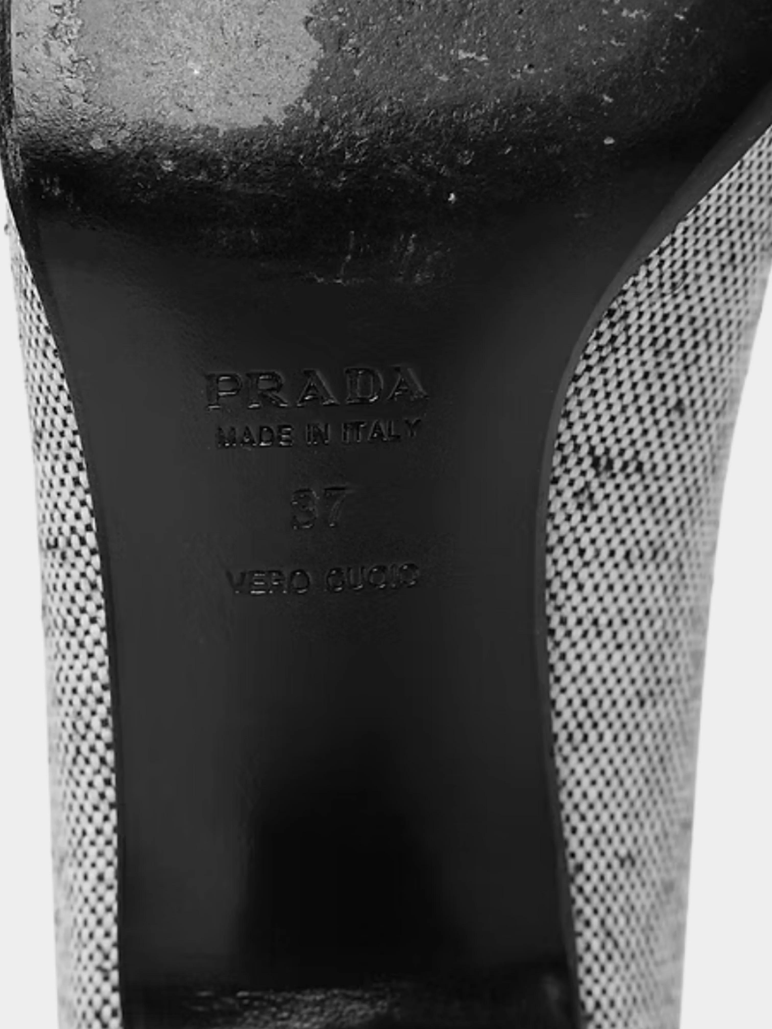 Prada SS 1999 Grey Canvas Heels - Image 6