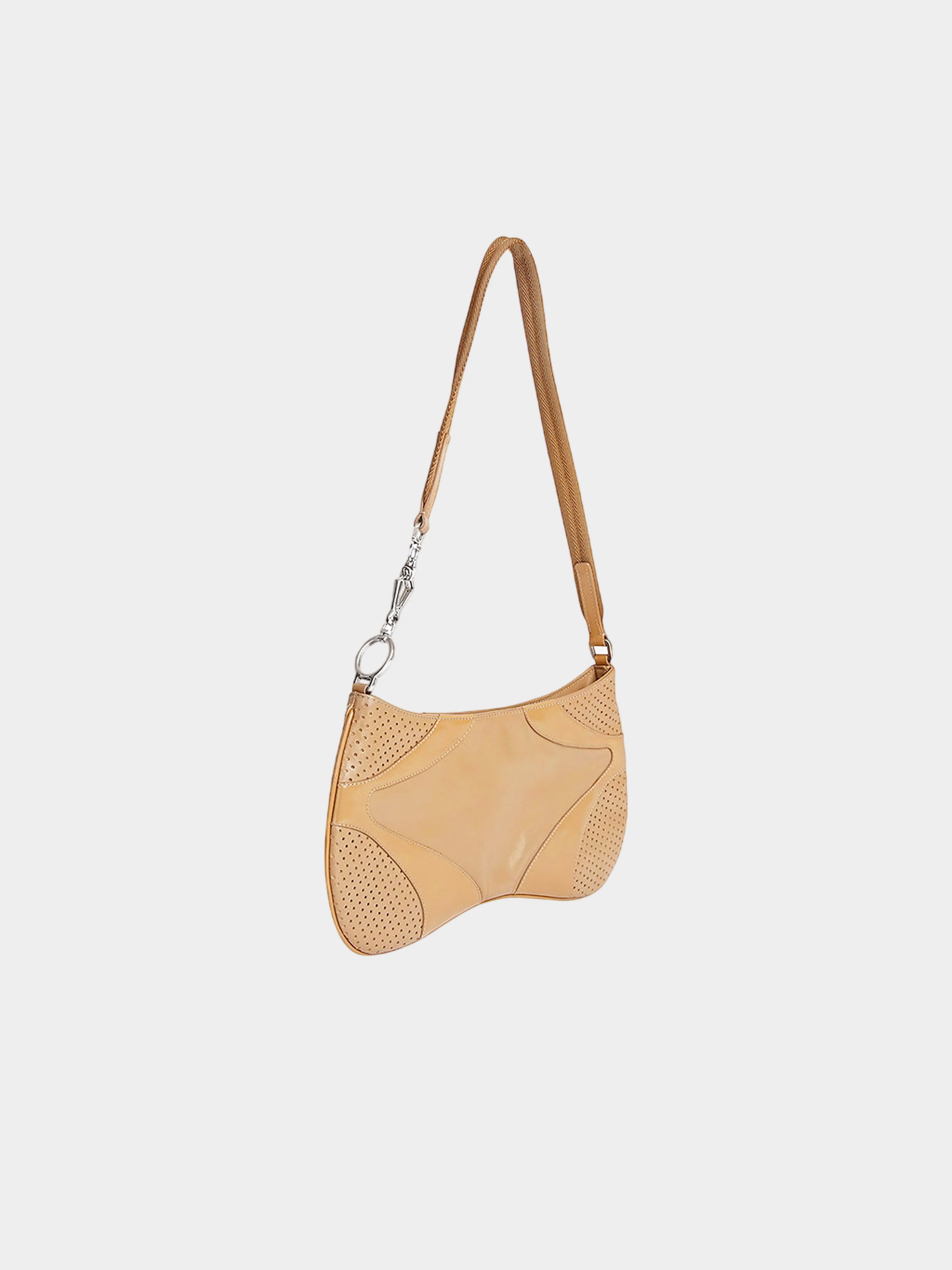 Prada SS 2000 Beige Perforated Leather Handbag - Image 2