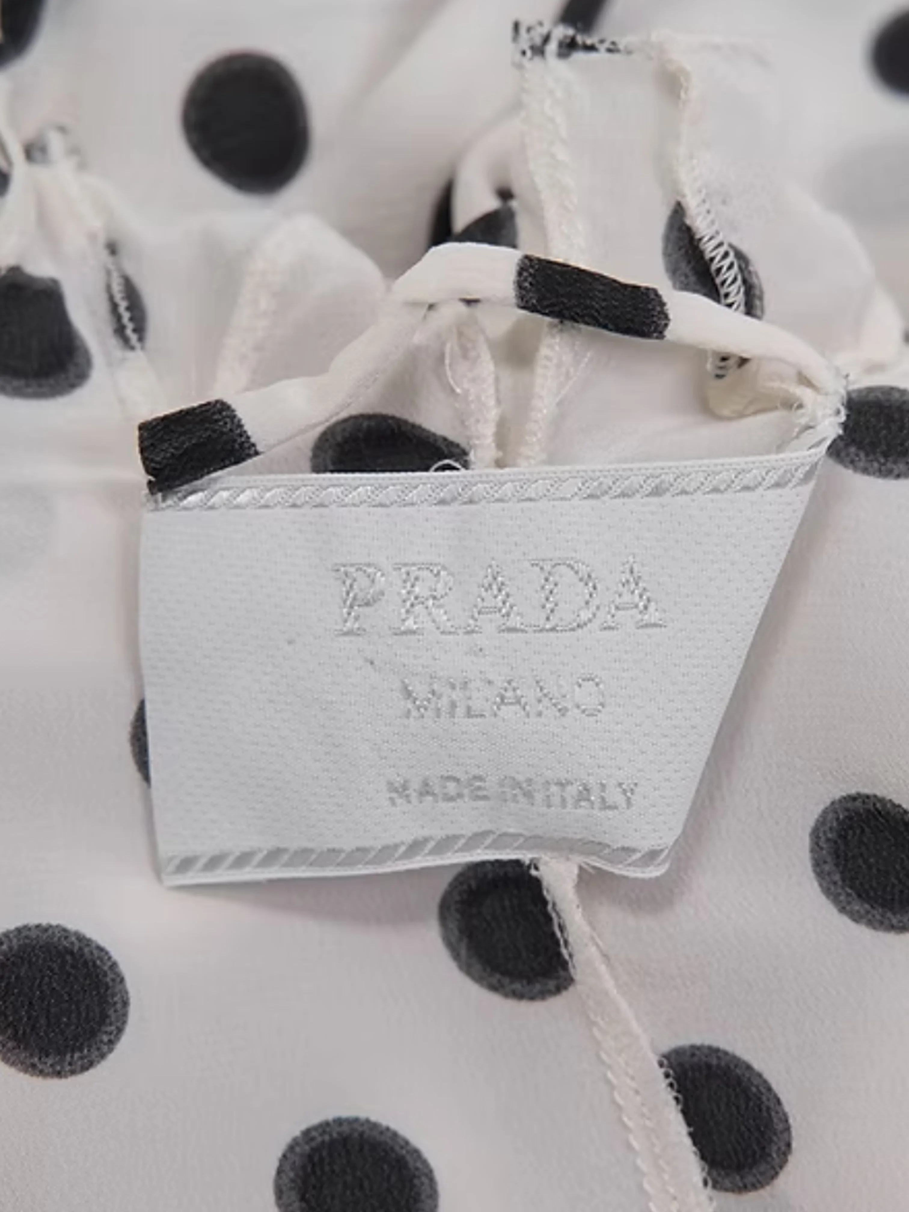 Prada SS 2000 Black and White Silk Polka Dot Top - Image 3