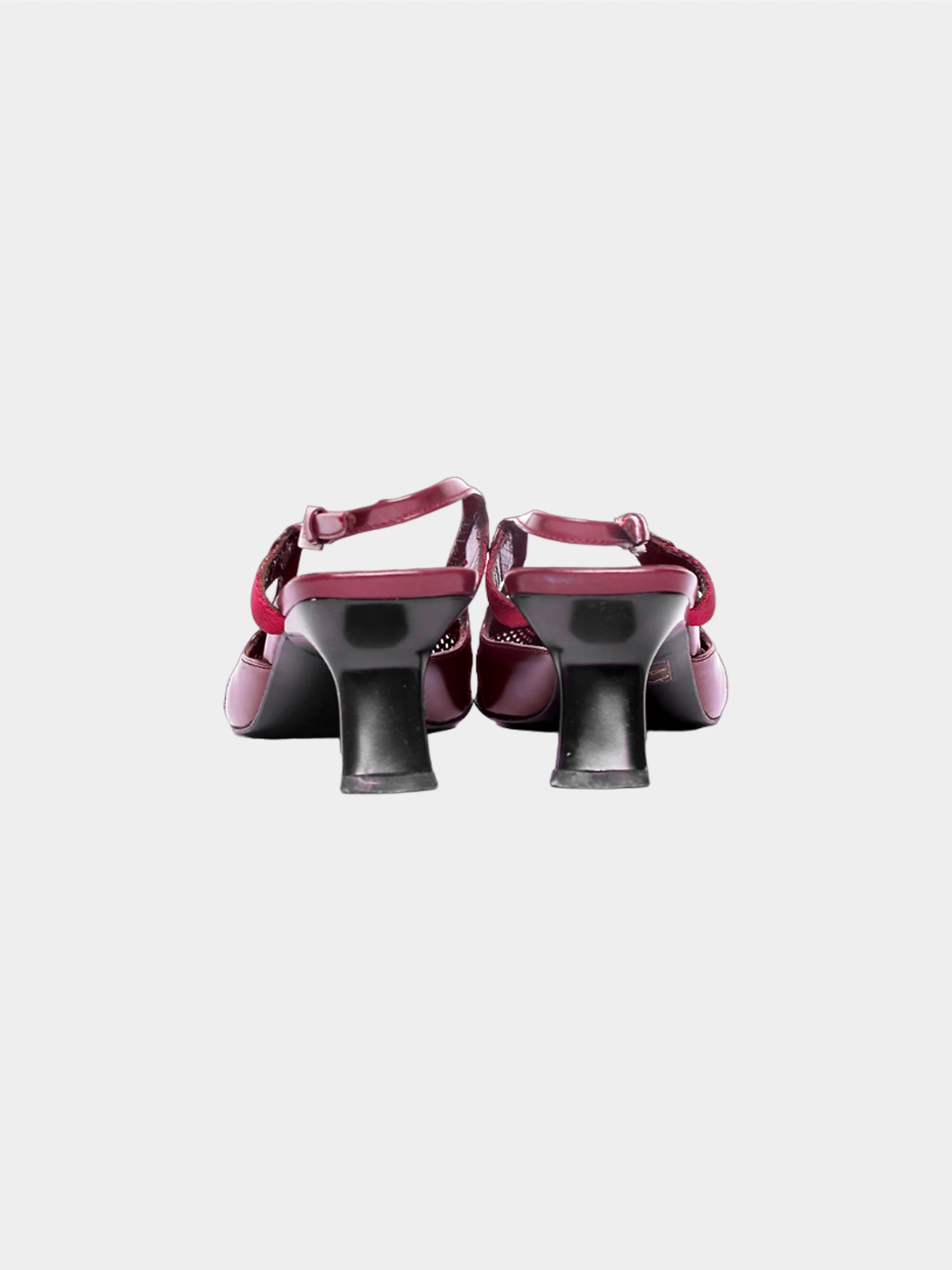 Prada SS 2000 Burgundy Leather and Mesh Heels - Image 3