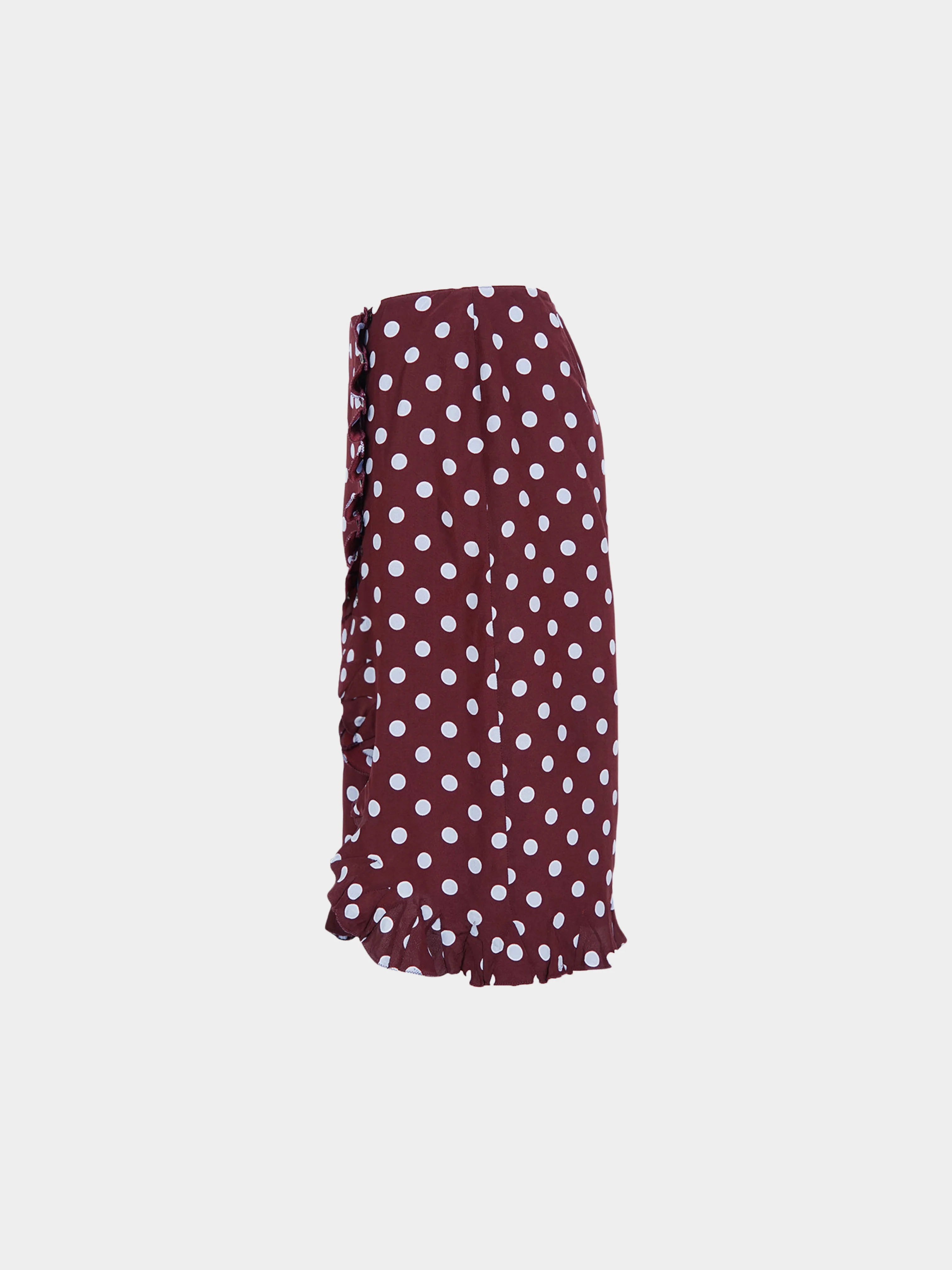 Prada SS 2000 Burgundy Polka Dot Skirt - Image 3