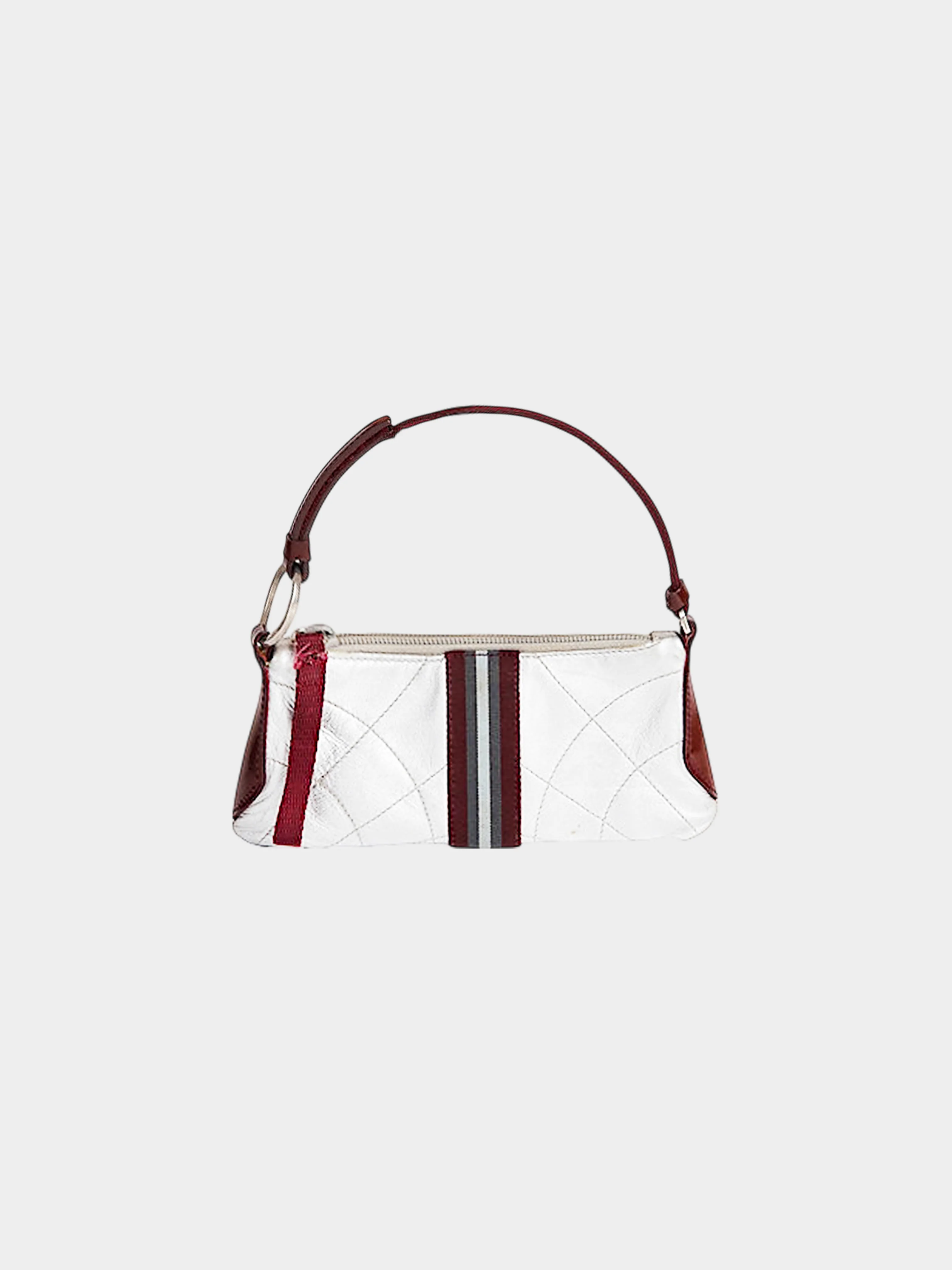 Prada SS 2000 Silver Metallic Leather Wrist Bag - Image 2