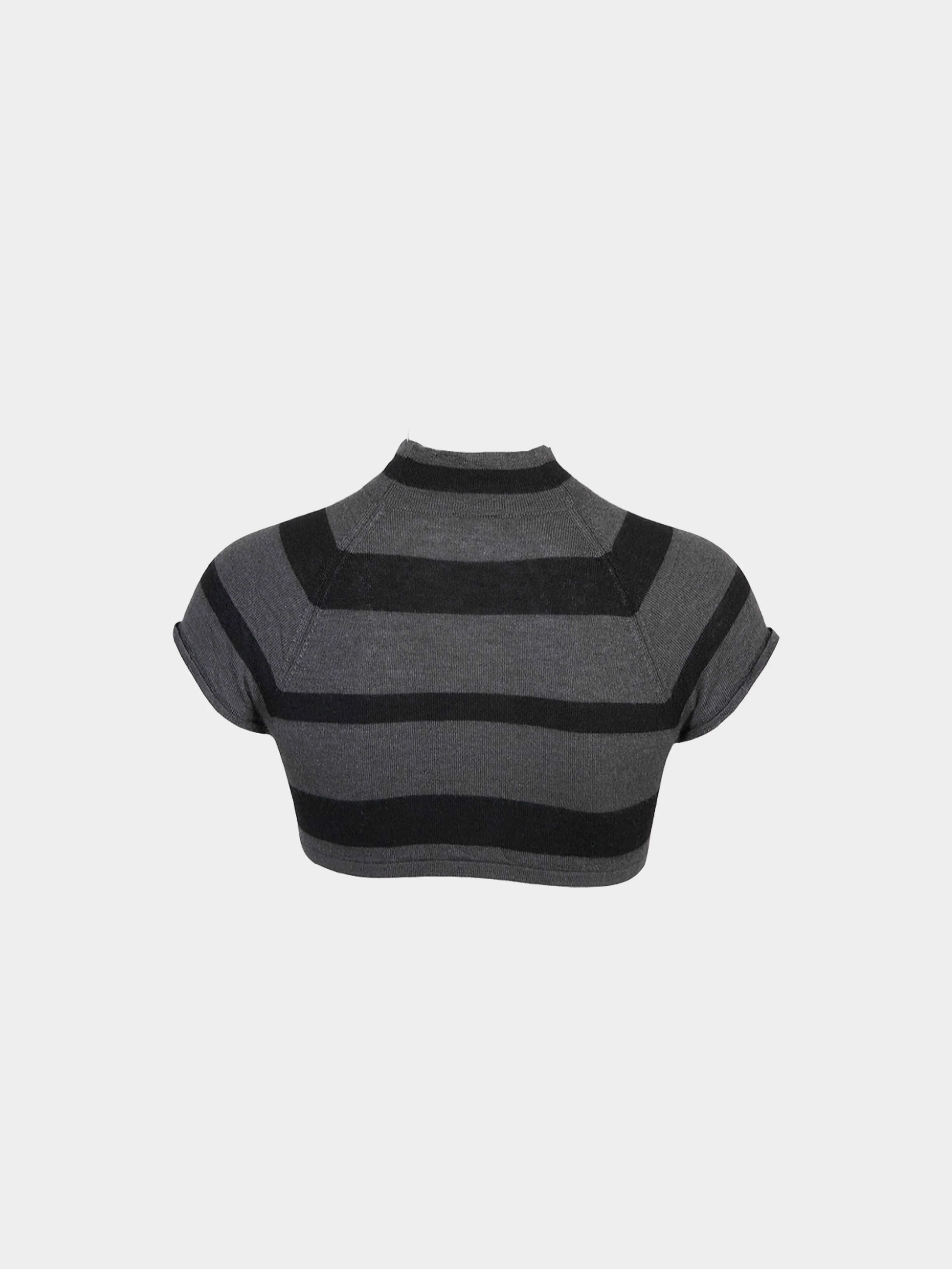 Prada SS 2001 Black Super Crop Light Knit Top - Image 2