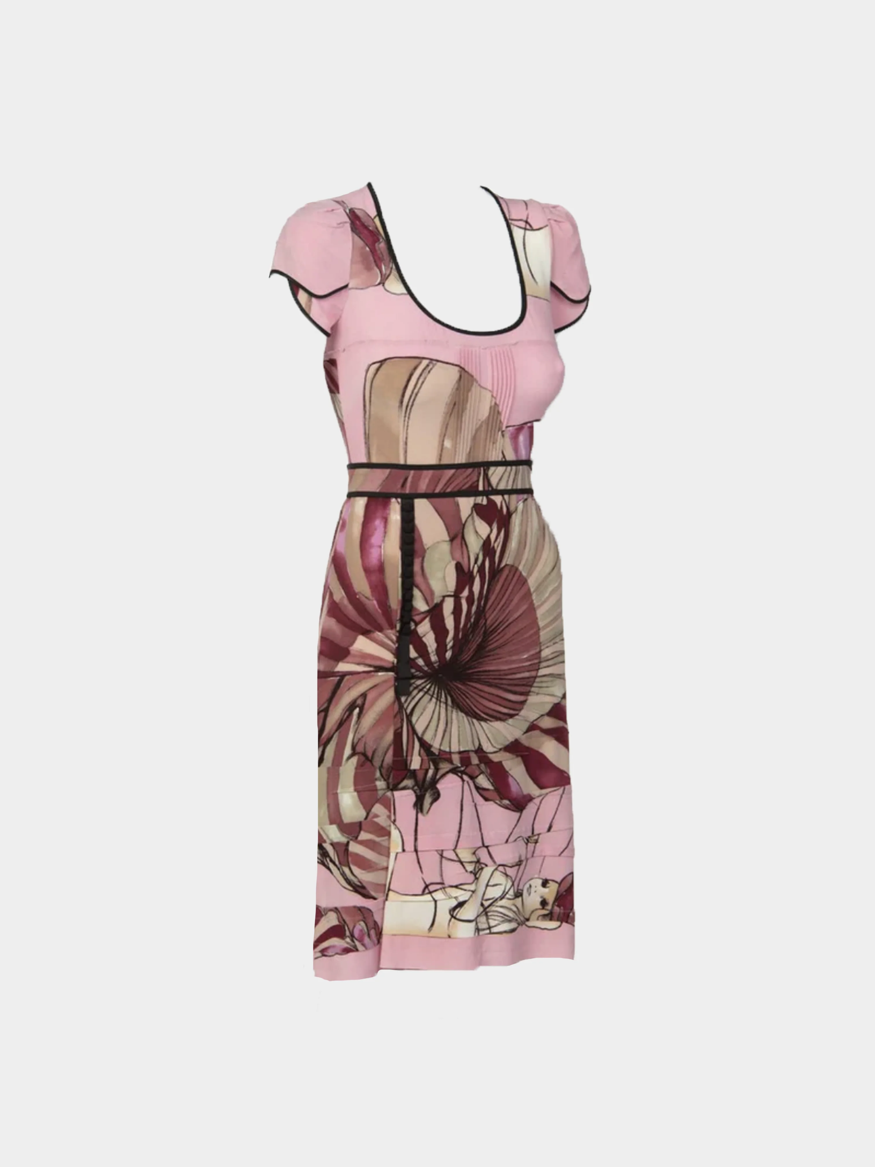 Prada SS 2008 James Jean Fairy Collection Pink Print Silk Dress - Image 2