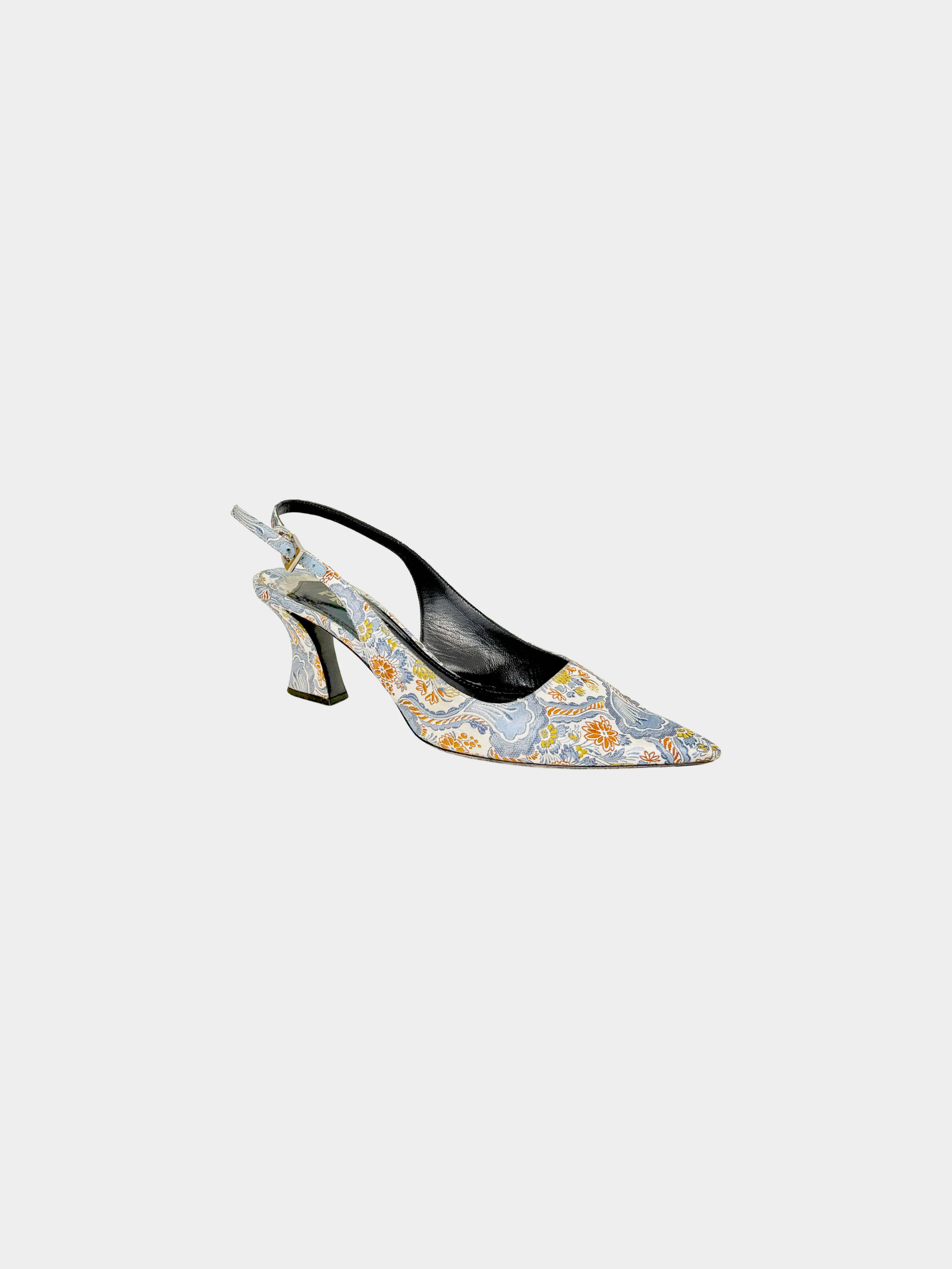 Prada SS 2015 Multicolor Floral Brocade Slingback Heels