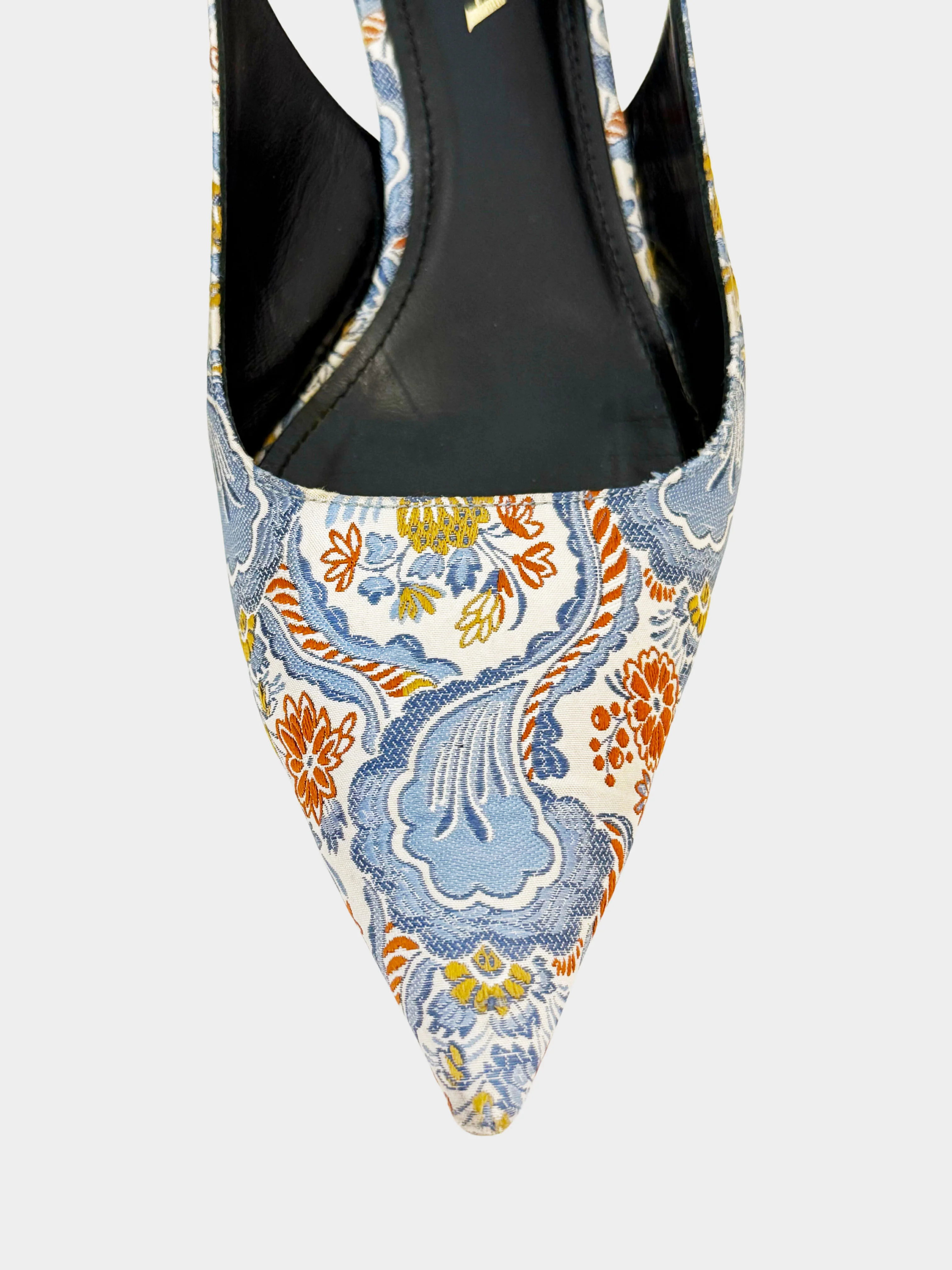 Prada SS 2015 Multicolor Floral Brocade Slingback Heels - Image 4