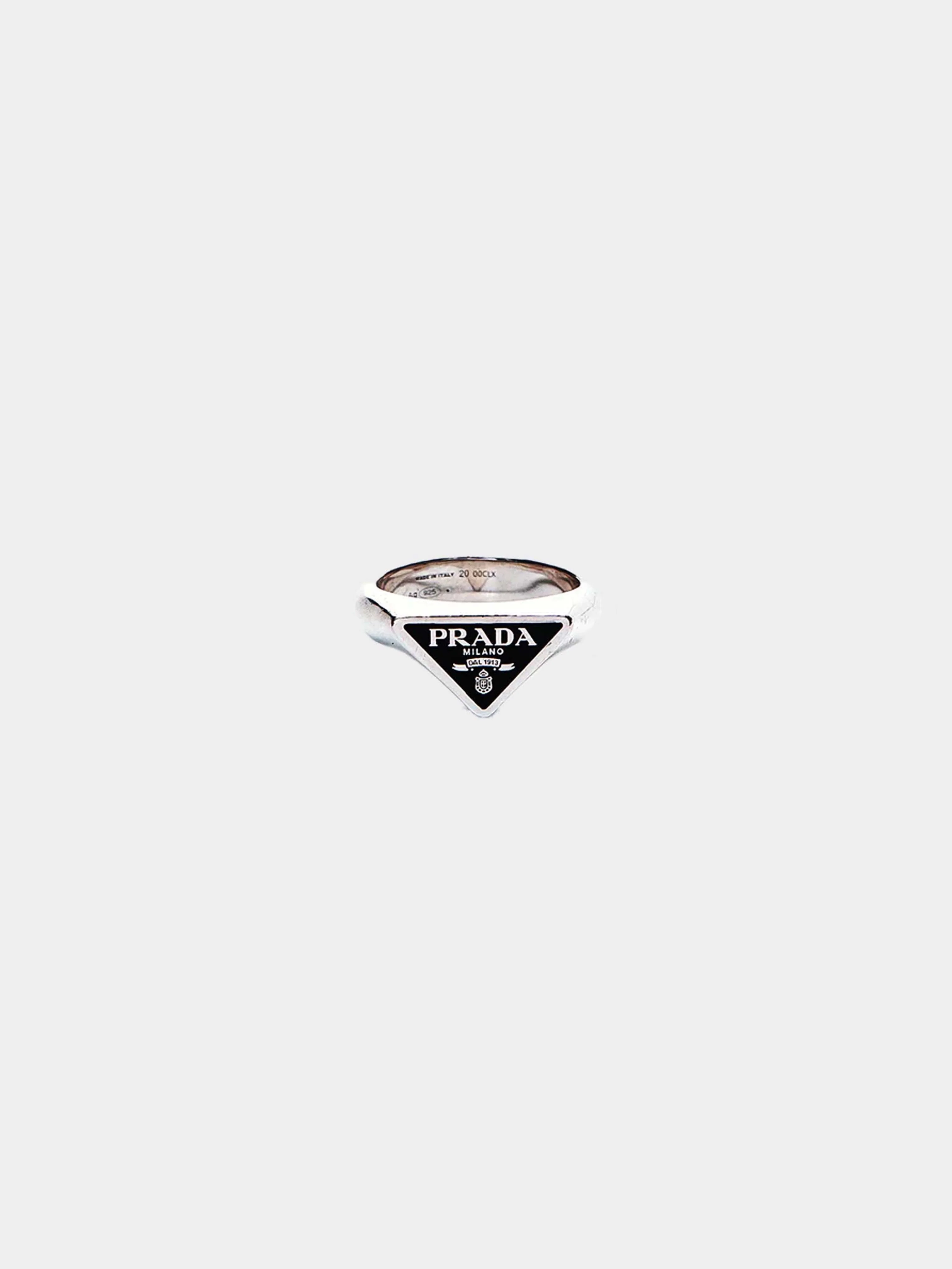 Prada 2010s Triangle Logo Ring