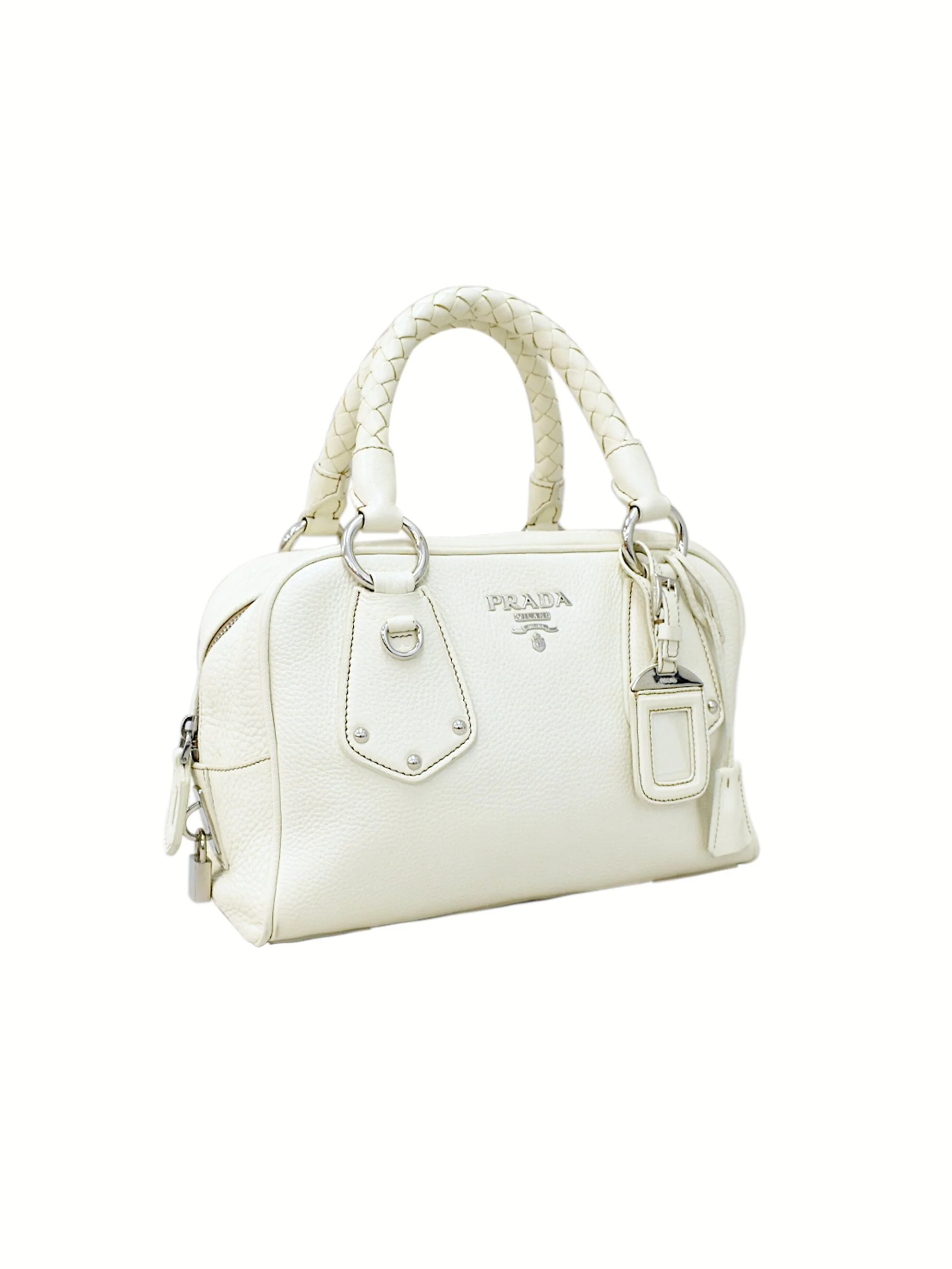 Prada 2000s White Leather Tote