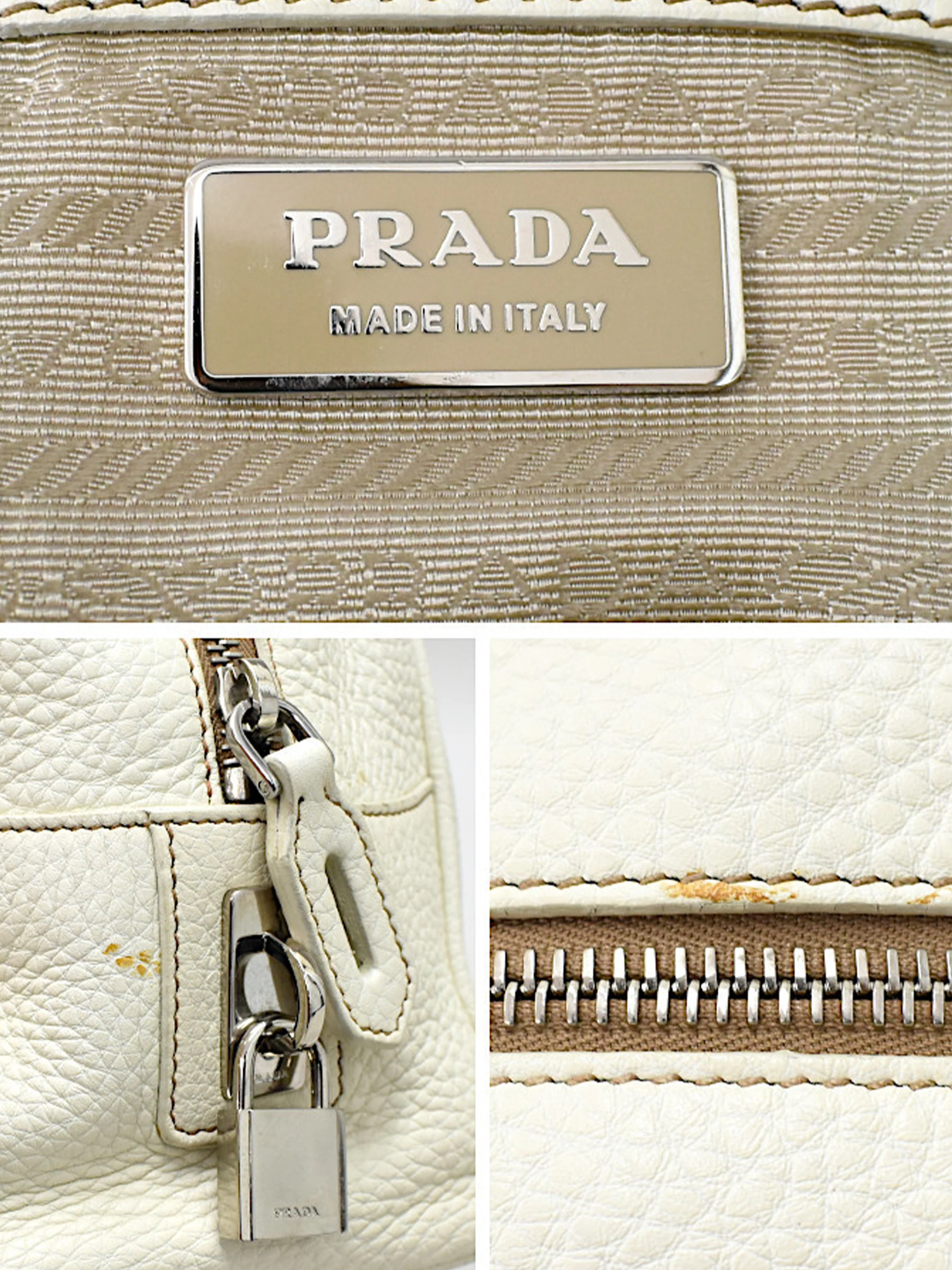 Prada 2000s White Leather Tote - Image 6