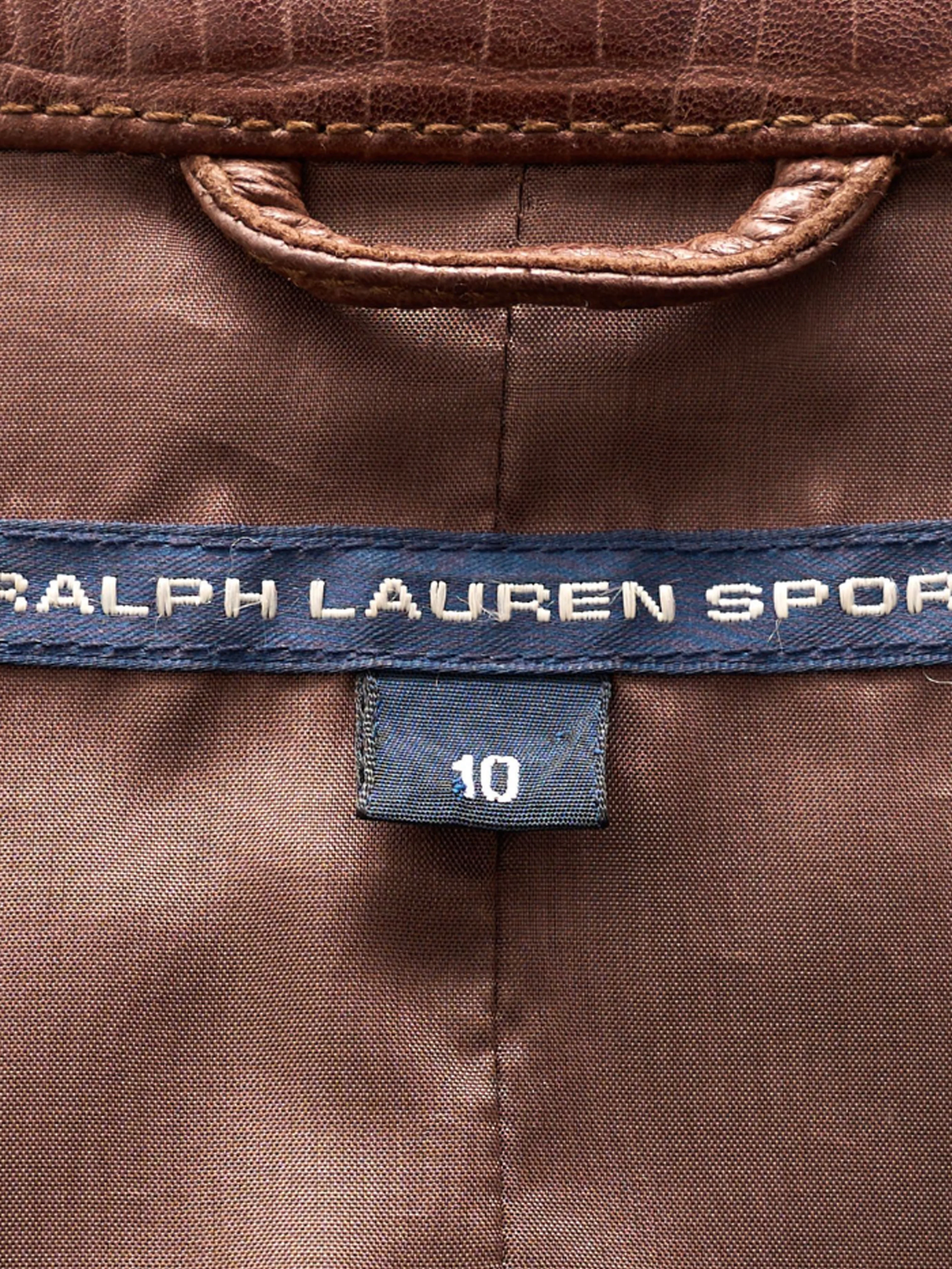 Ralph Lauren Sport 2000s Brown Embossed Leather Jacket - Image 3