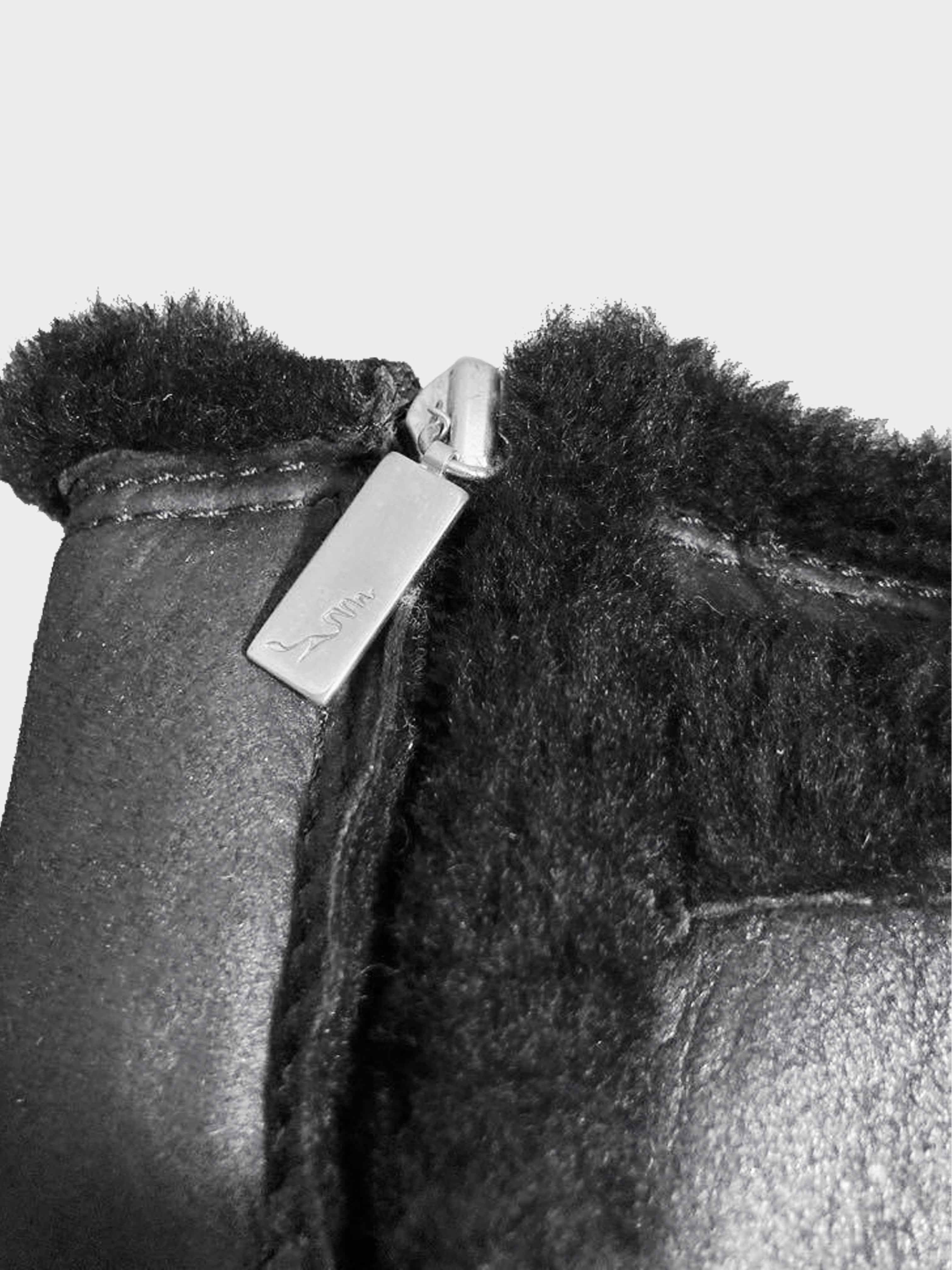 René Caovilla 2000s Black Leather and Fur Trim Long Boots - Image 5
