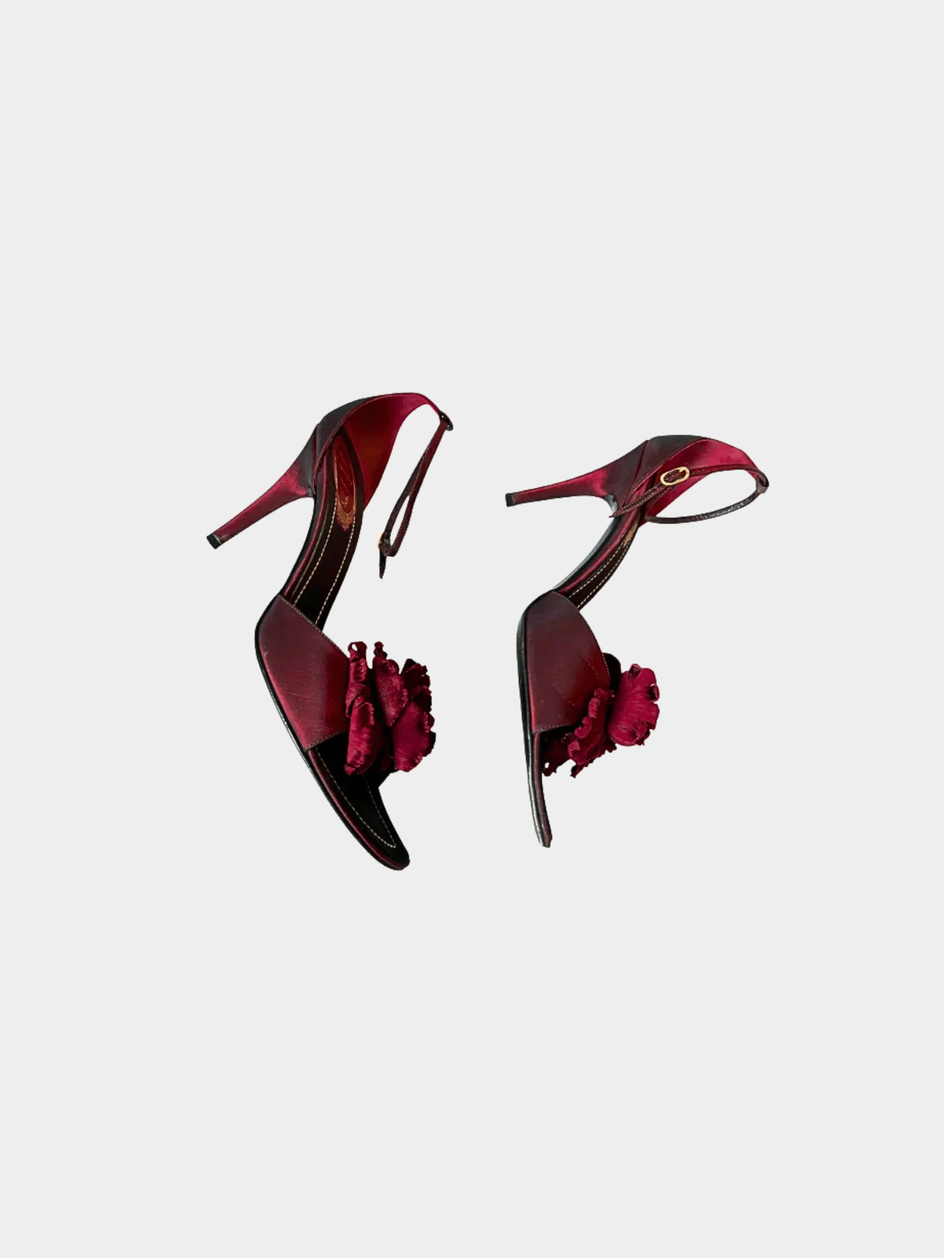 René Caovilla 2000s Burgundy Red Rose Heels - Image 3