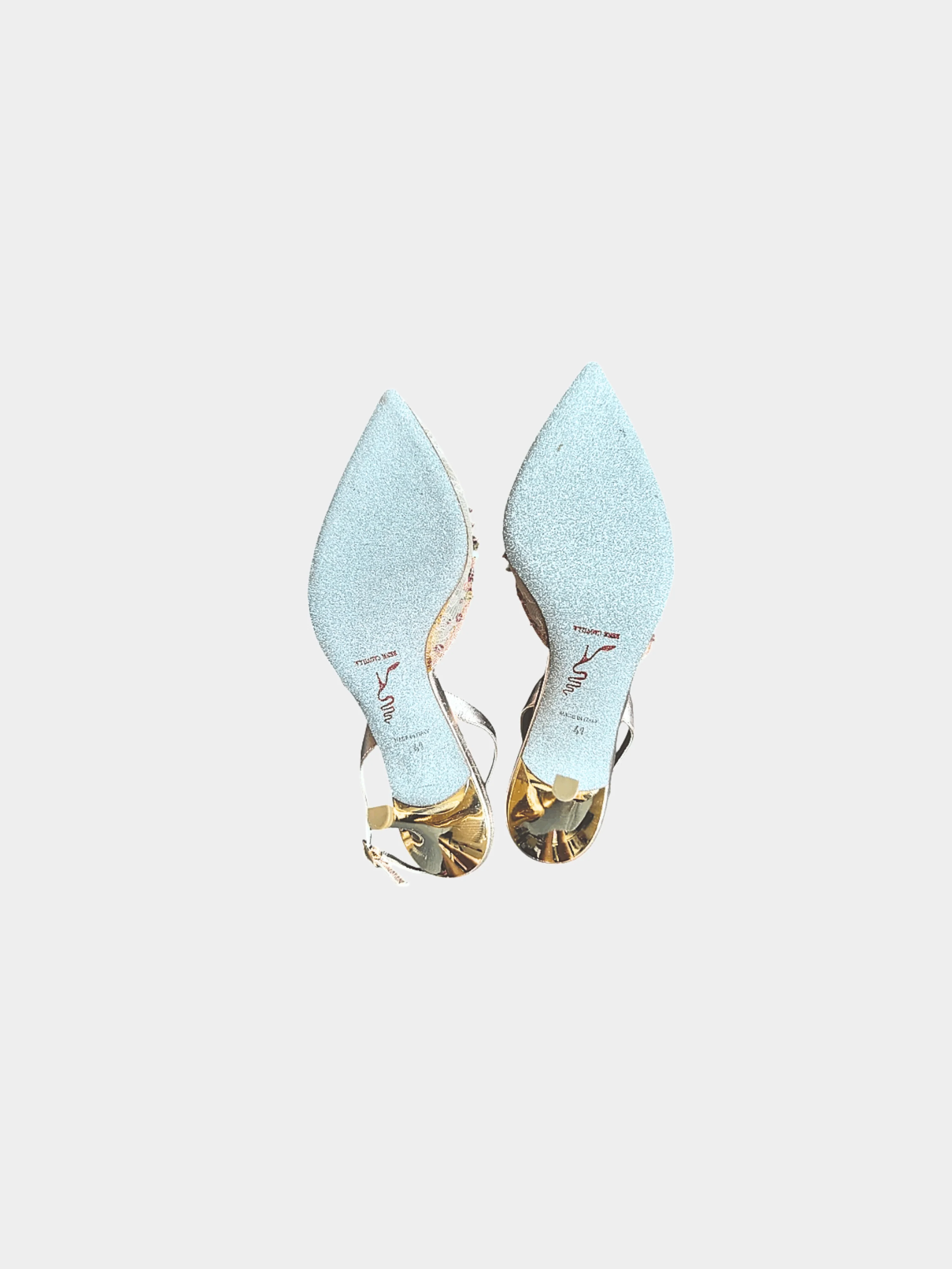 René Caovilla 2000s Multicoloured Beaded Slingback Heels - Image 3