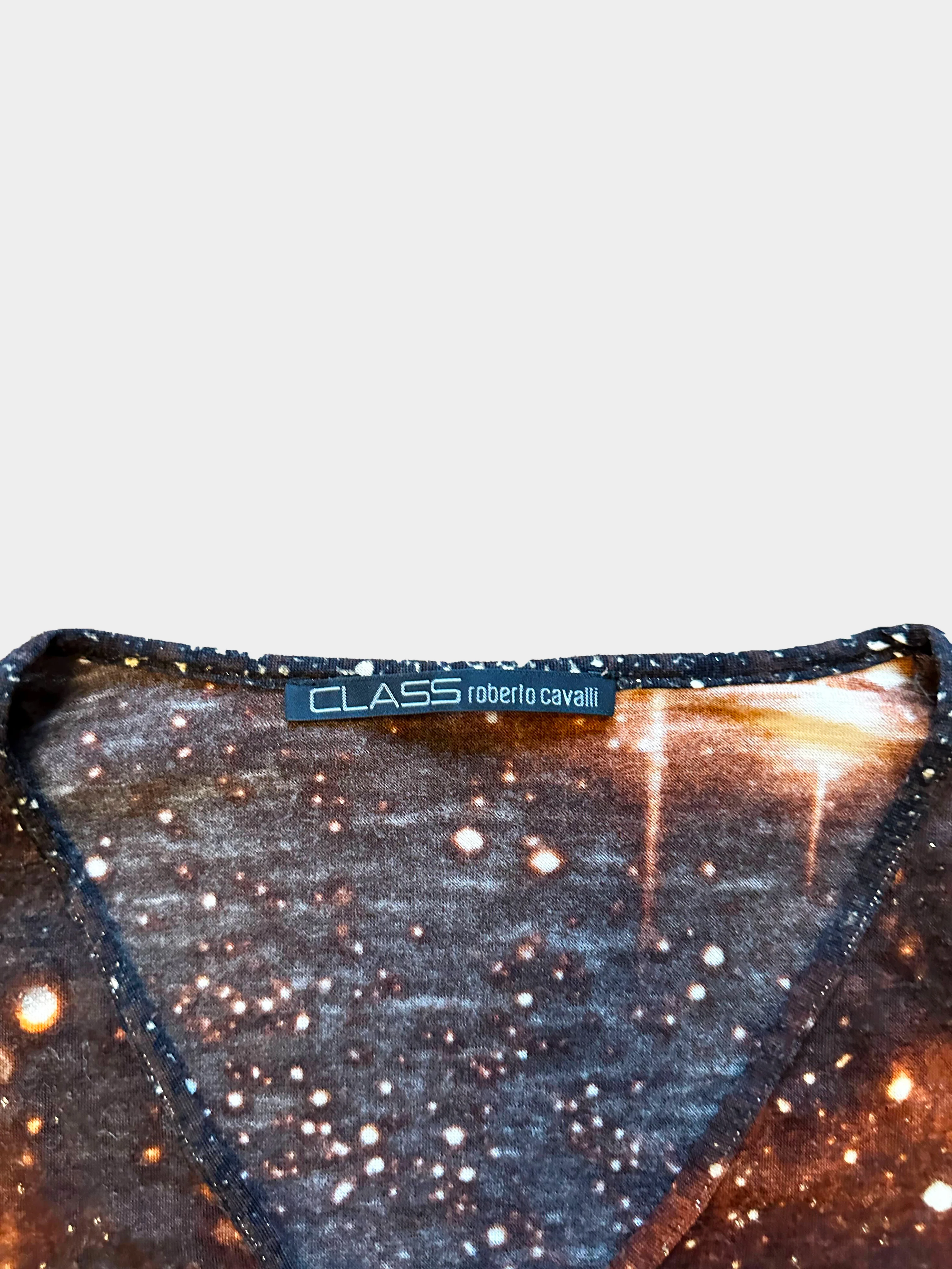 Roberto Cavalli 1997 Galaxy Print Wool Top - Image 3