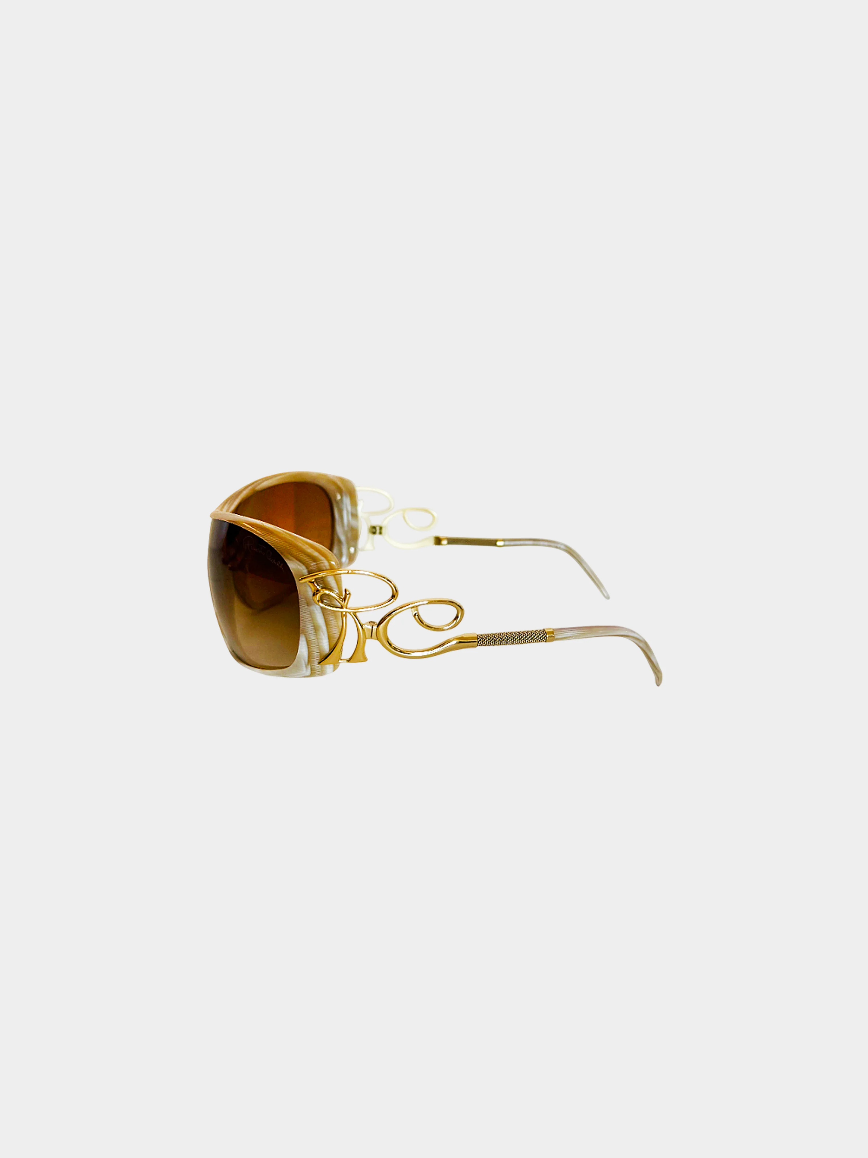 Roberto Cavalli 2000s Beige and Brown RC303 ADMETA Shield Sunglasses - Image 3