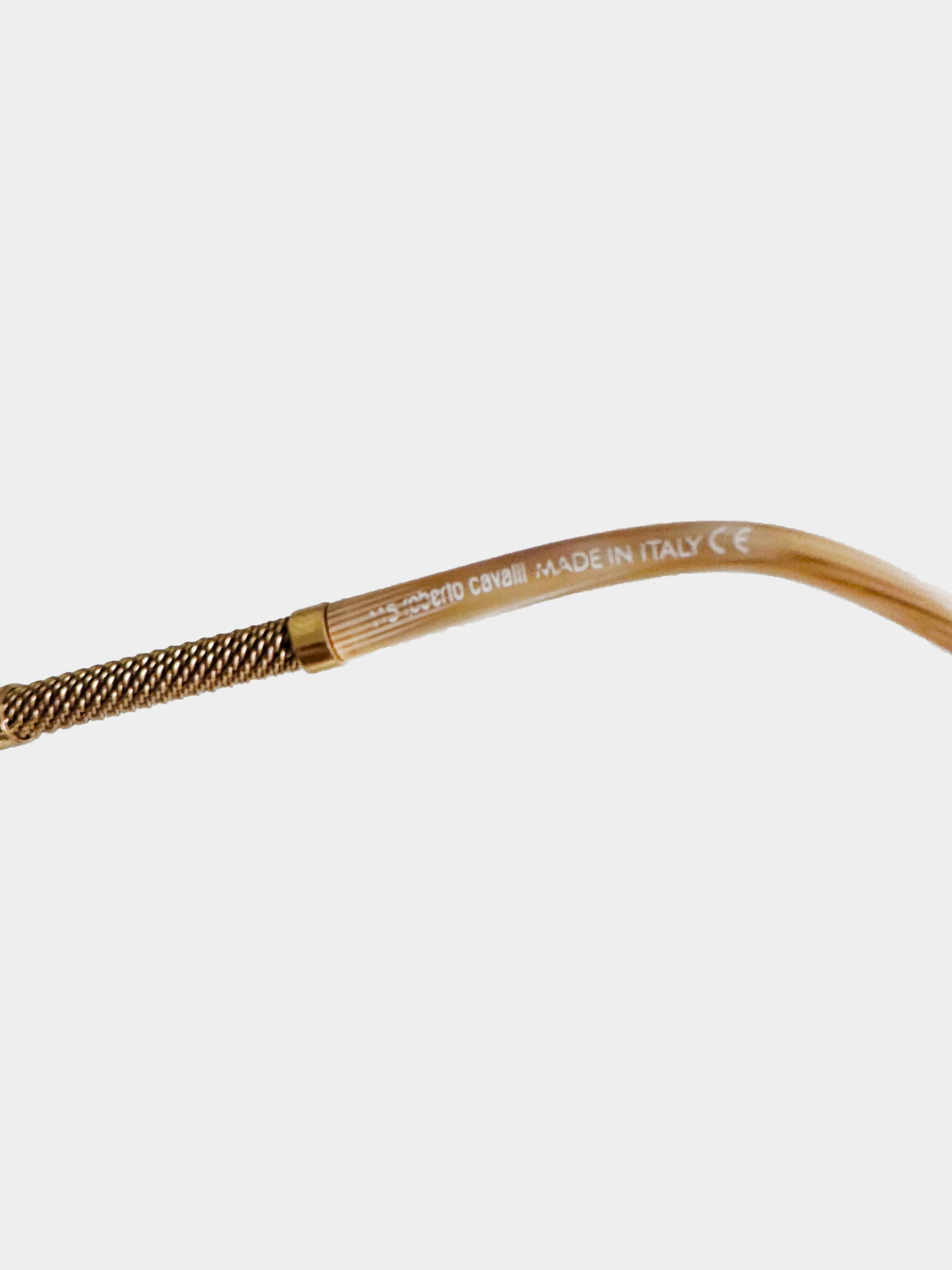Roberto Cavalli 2000s Beige and Brown RC303 ADMETA Shield Sunglasses - Image 5