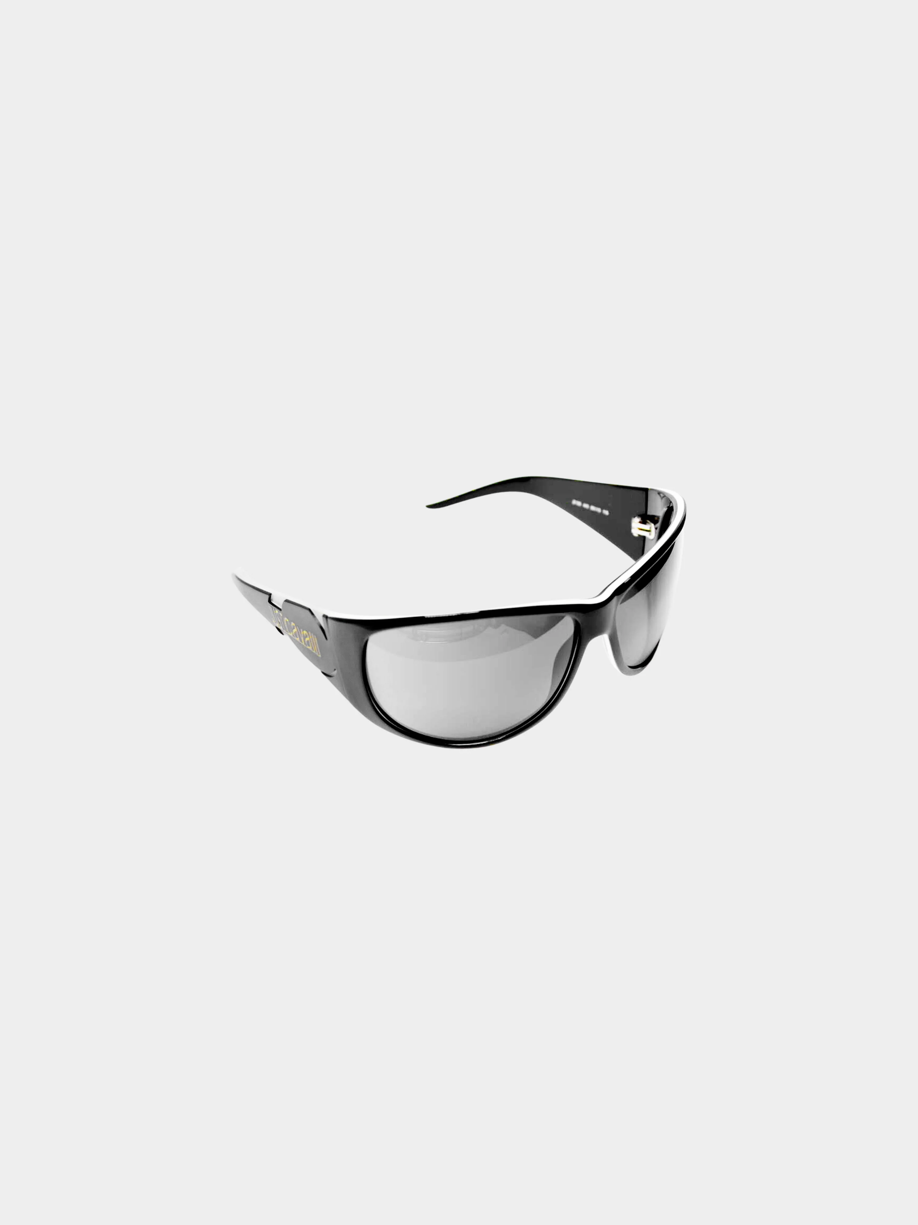 Roberto Cavalli 2000s Black and White JC13S Wrap Sunglasses