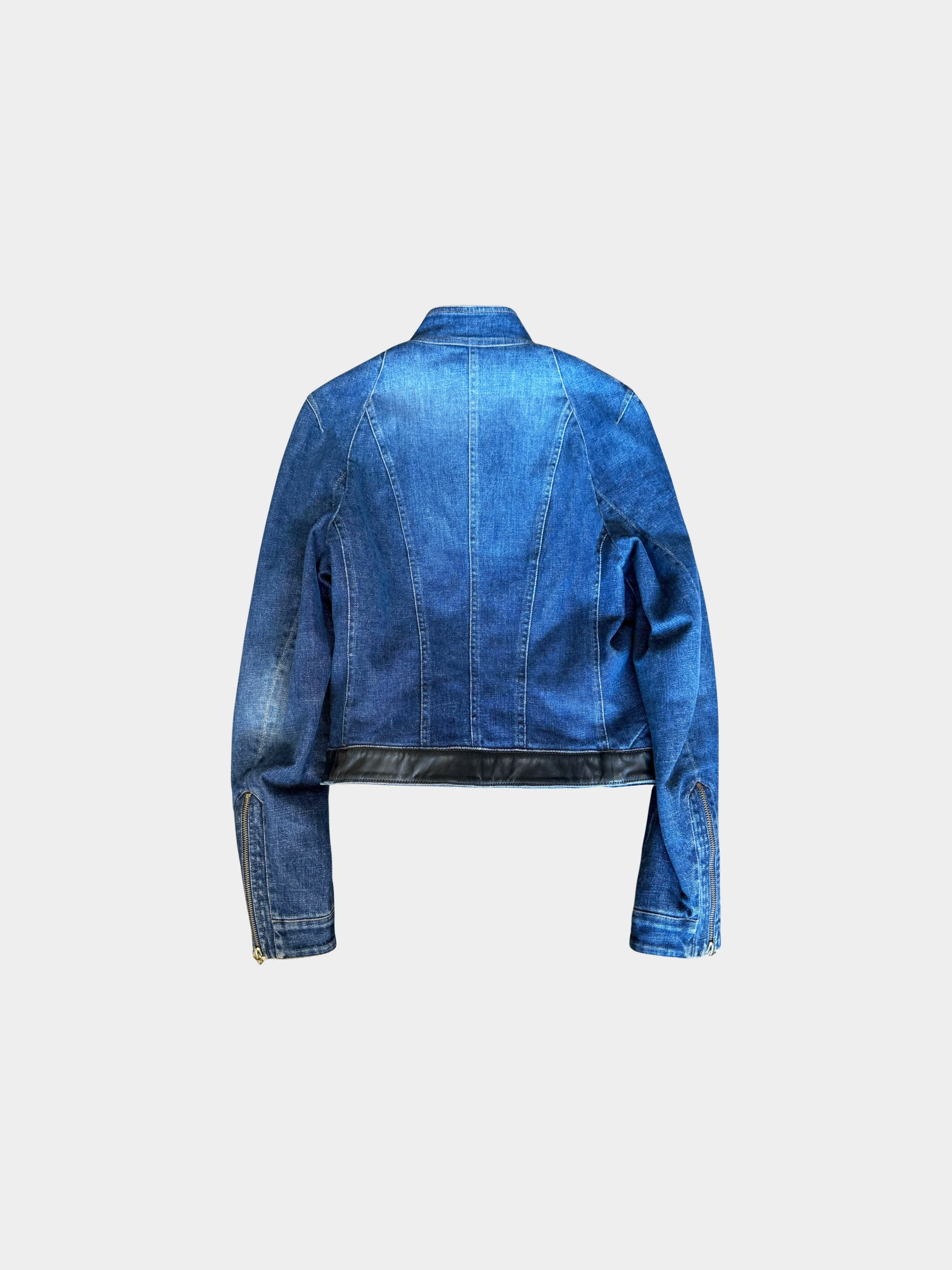 Roberto Cavalli 2000s Denim Belted Zip Jacket - Image 2