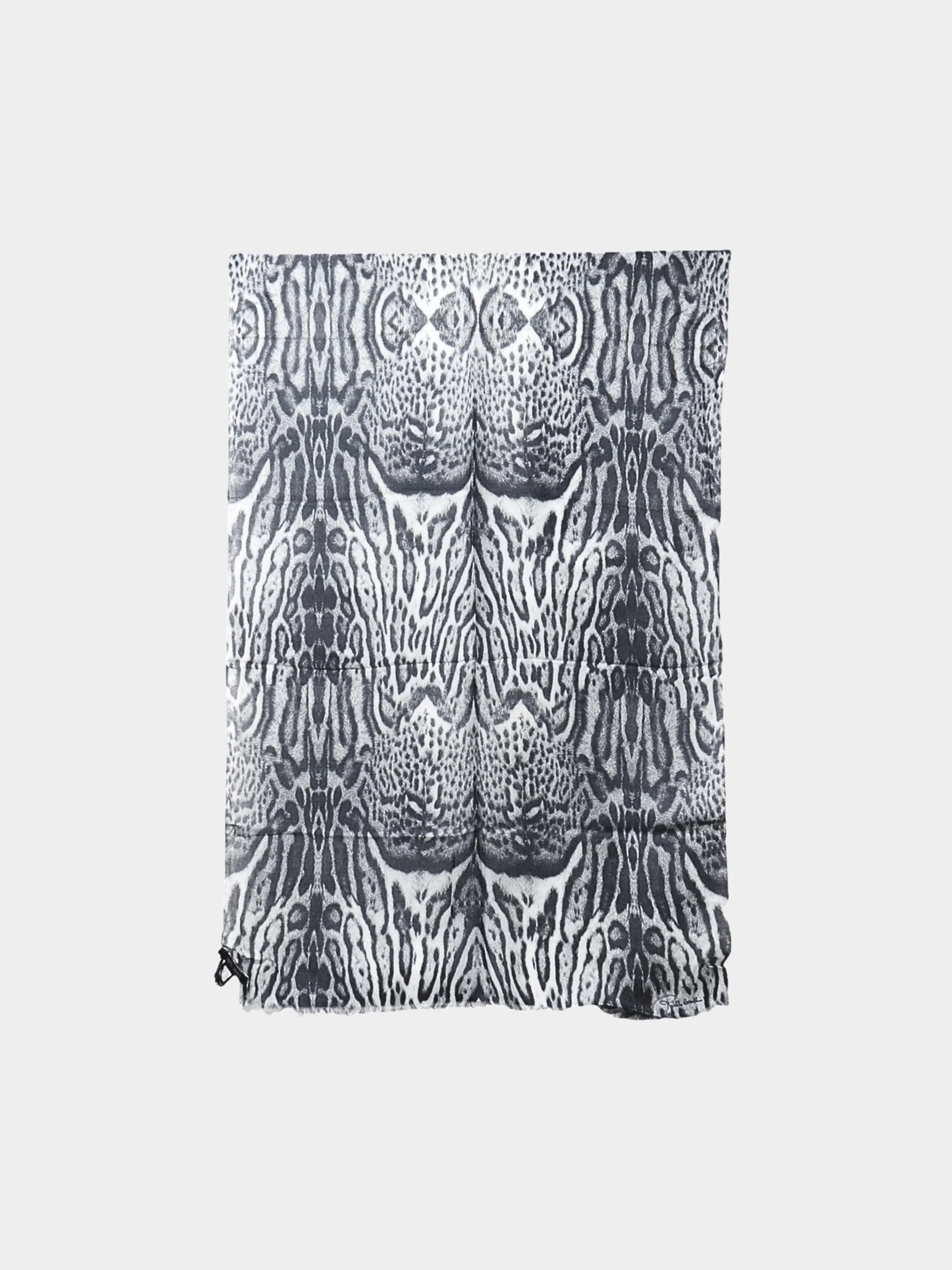 Roberto Cavalli 2000s Grey Leopard Print Scarf - Image 2