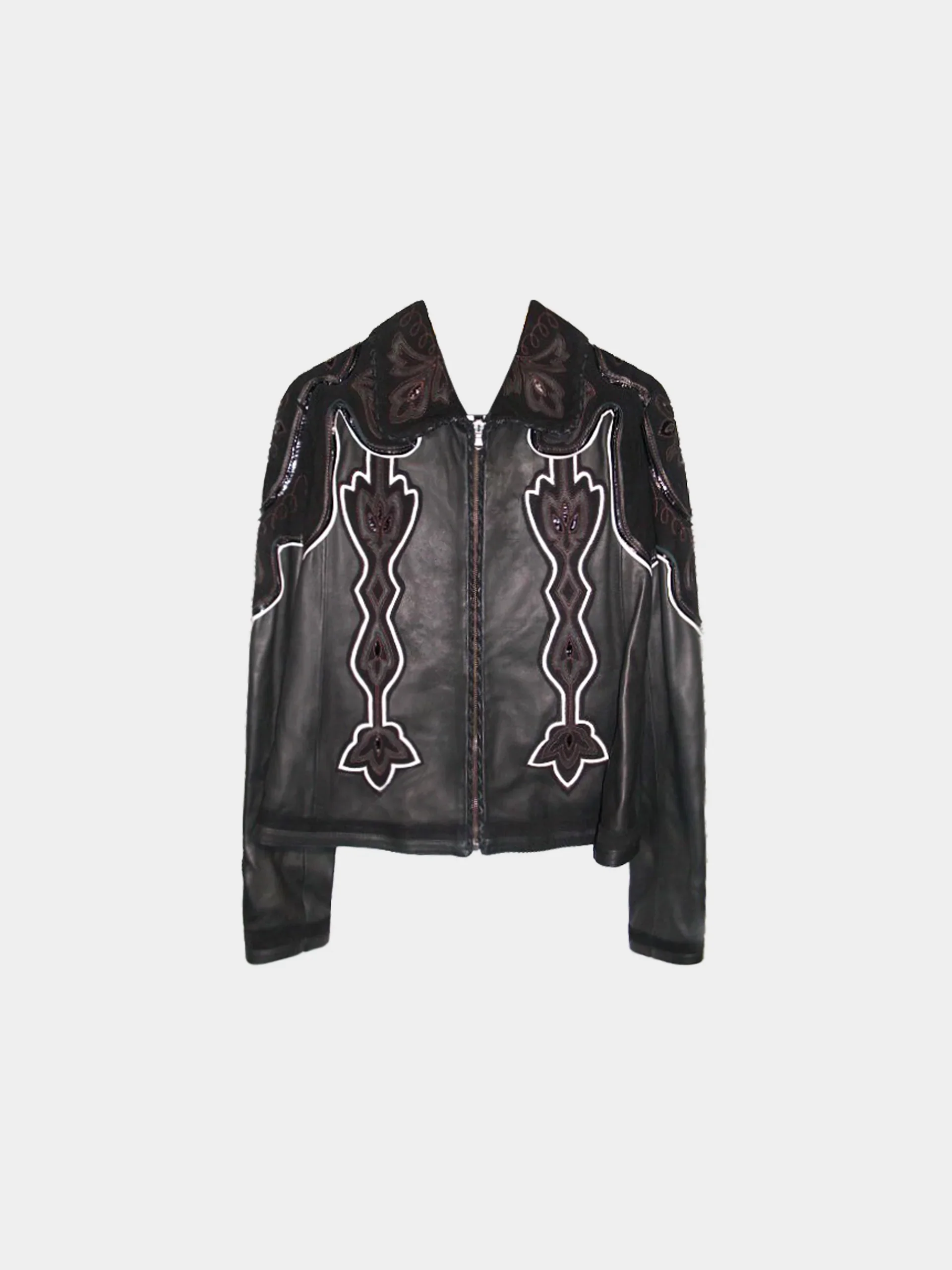 Roberto Cavalli 2000s Just Cavalli Black Leather and Suede Jacket and Mini Skirt Set - Image 2