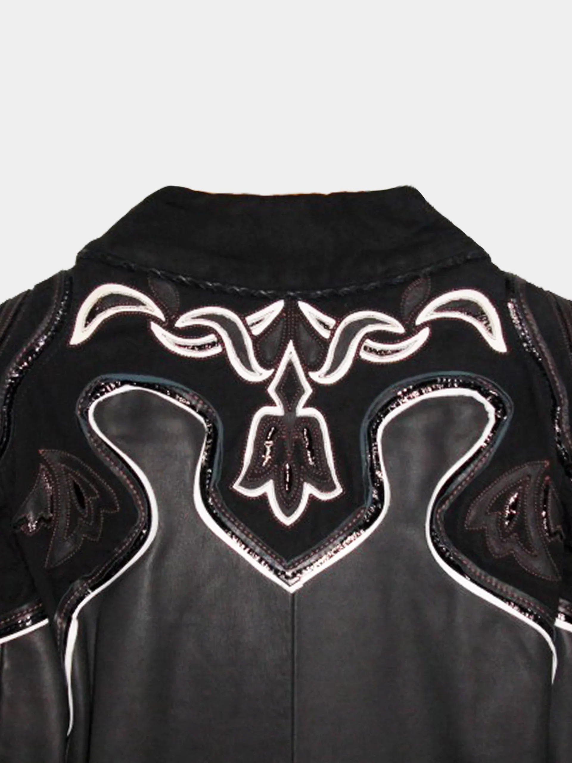 Roberto Cavalli 2000s Just Cavalli Black Leather and Suede Jacket and Mini Skirt Set - Image 4