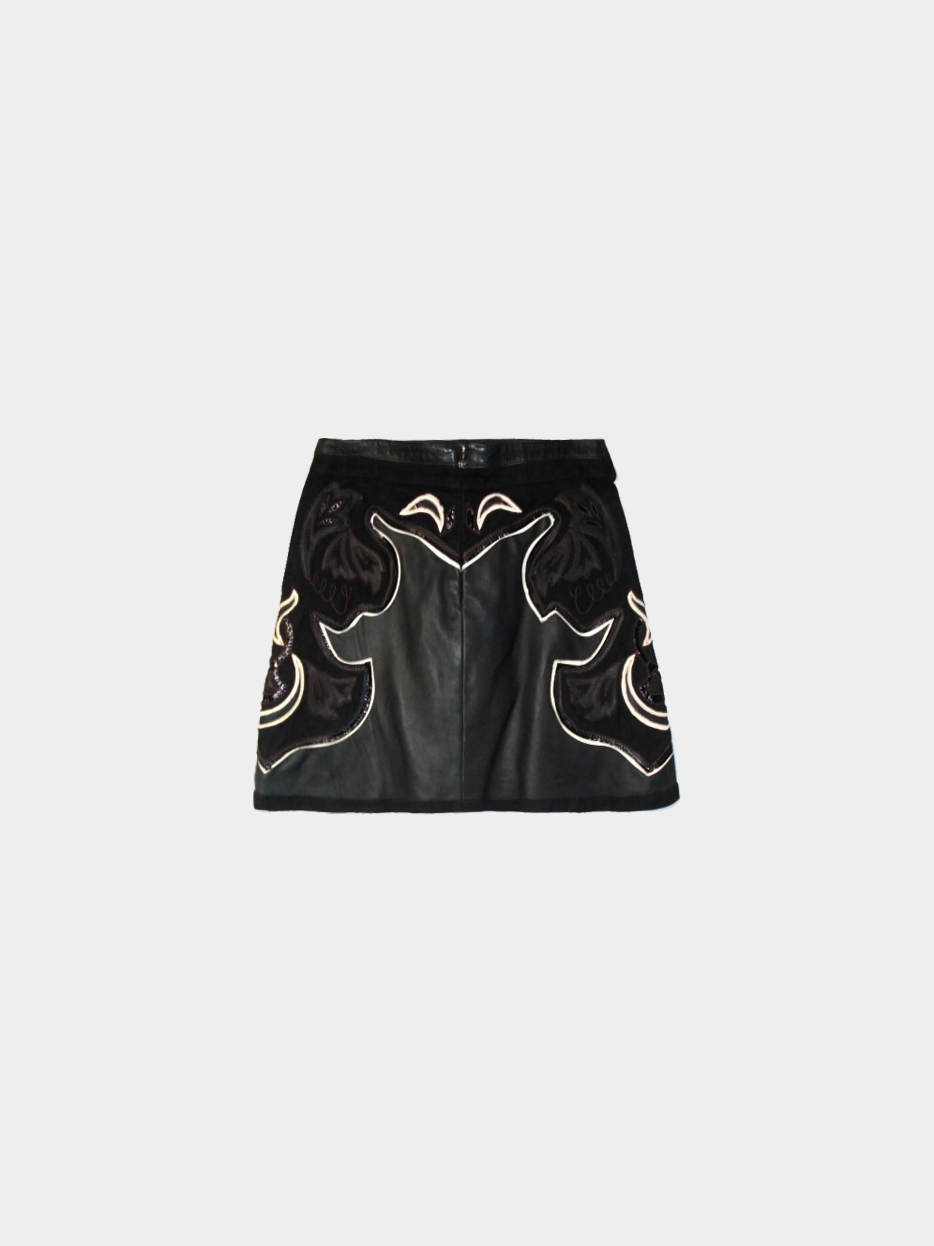 Roberto Cavalli 2000s Just Cavalli Black Leather and Suede Jacket and Mini Skirt Set - Image 7