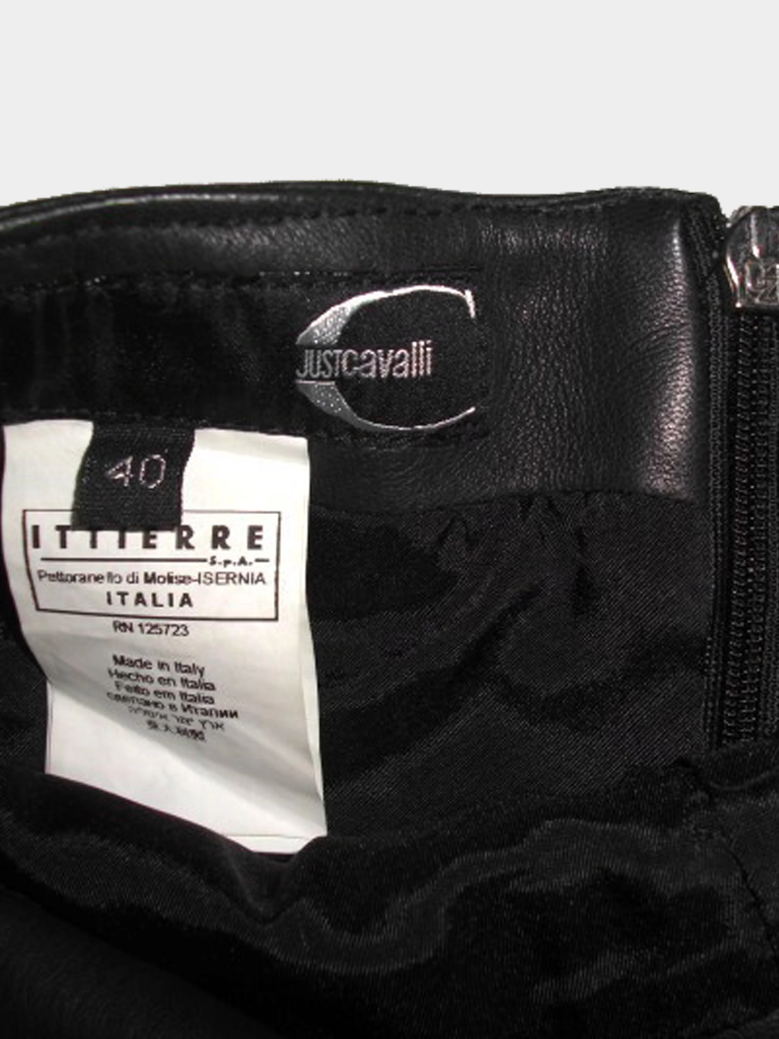 Roberto Cavalli 2000s Just Cavalli Black Leather and Suede Jacket and Mini Skirt Set - Image 9