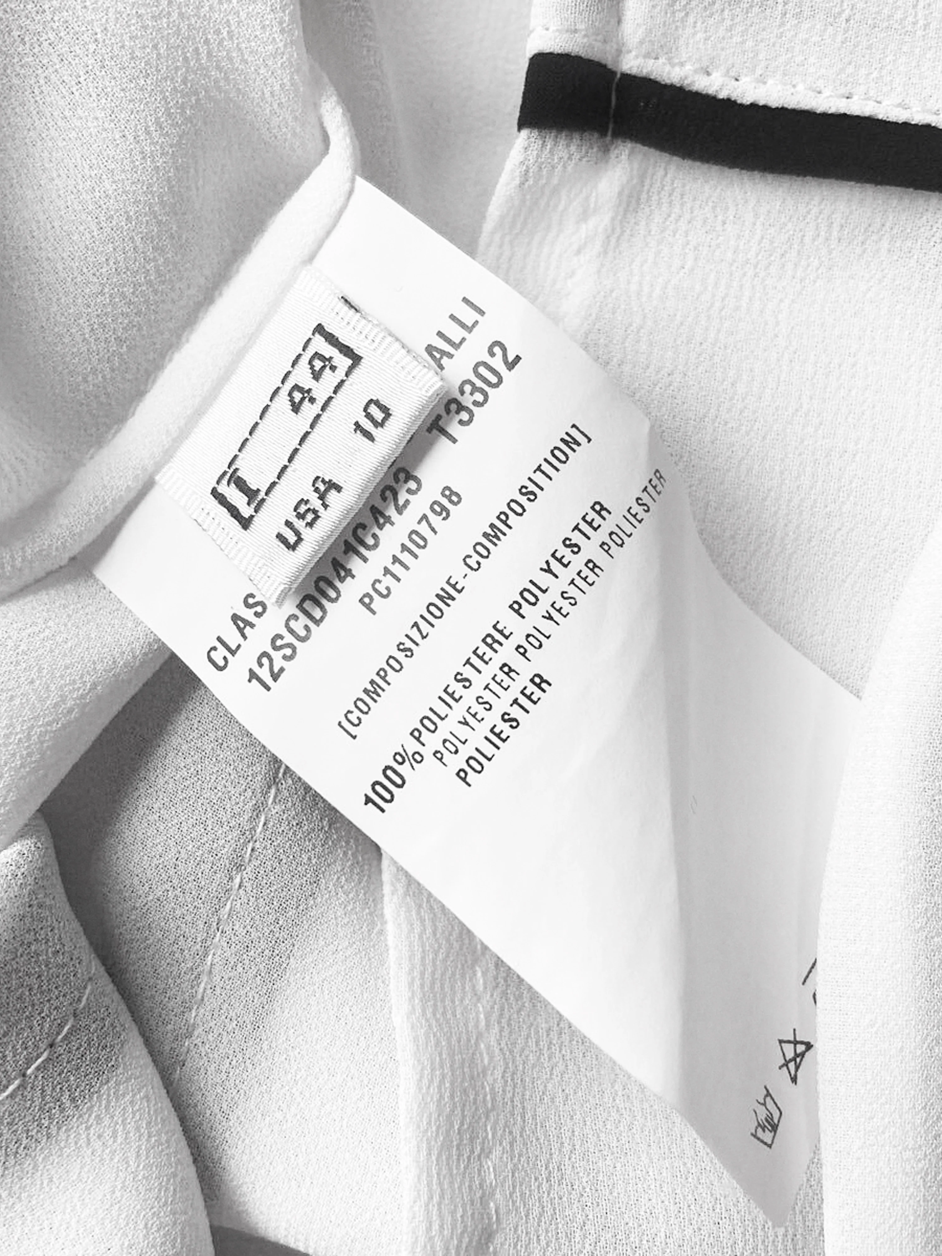 Roberto Cavalli 2000s Just Cavalli White and Black Long Sleeve Blouse with Ribbons - Image 4