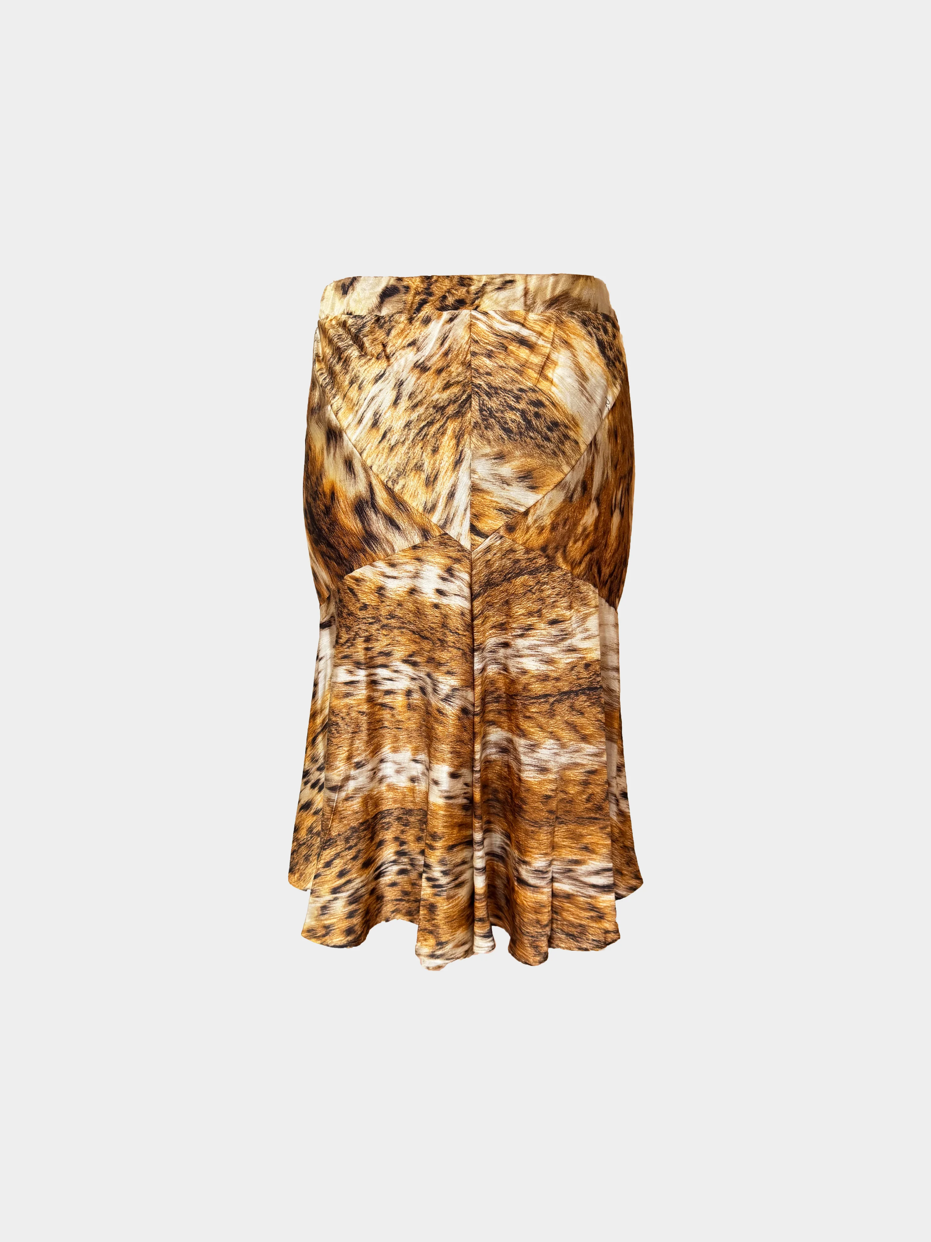 Roberto Cavalli 2000s Leopard Print Silk Skirt - Image 2