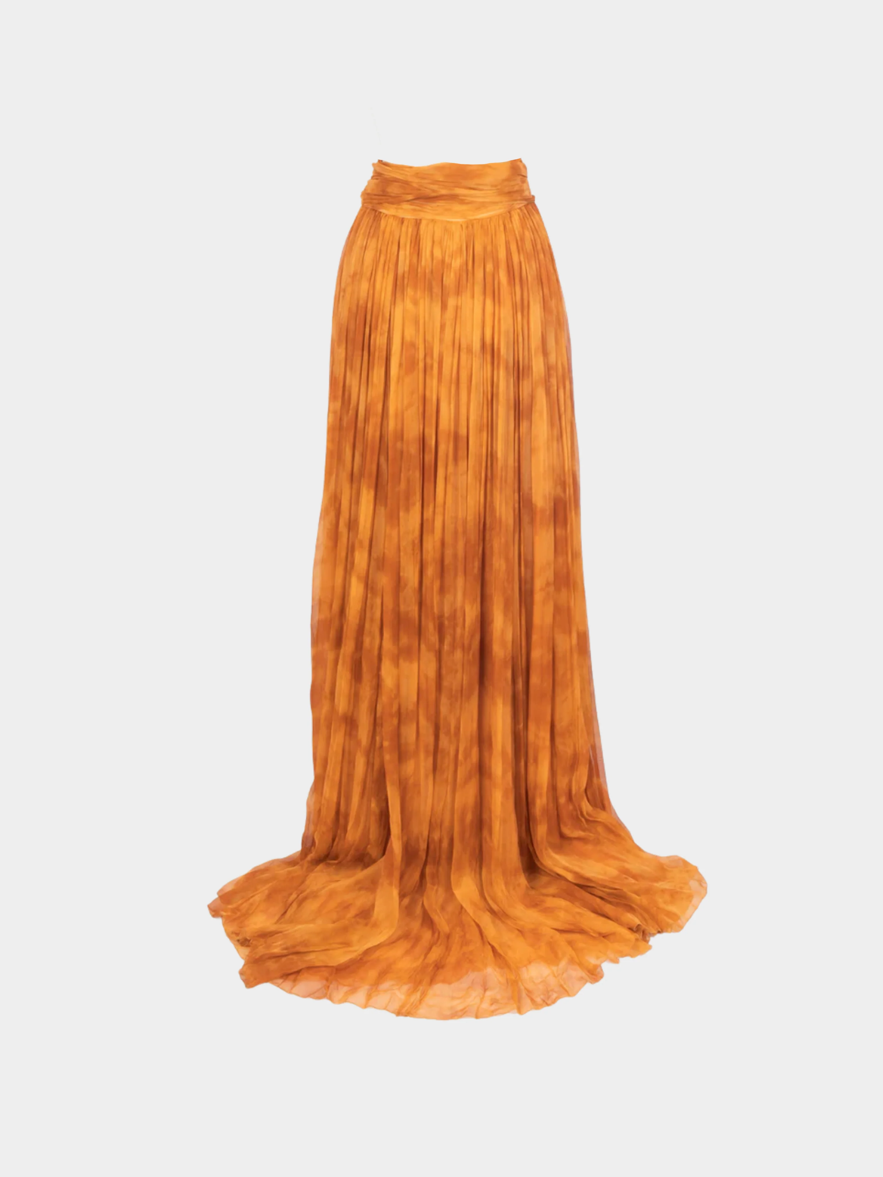 Roberto Cavalli 2000s Orange Cotton Tie-Dye Floor Length Skirt - Image 2