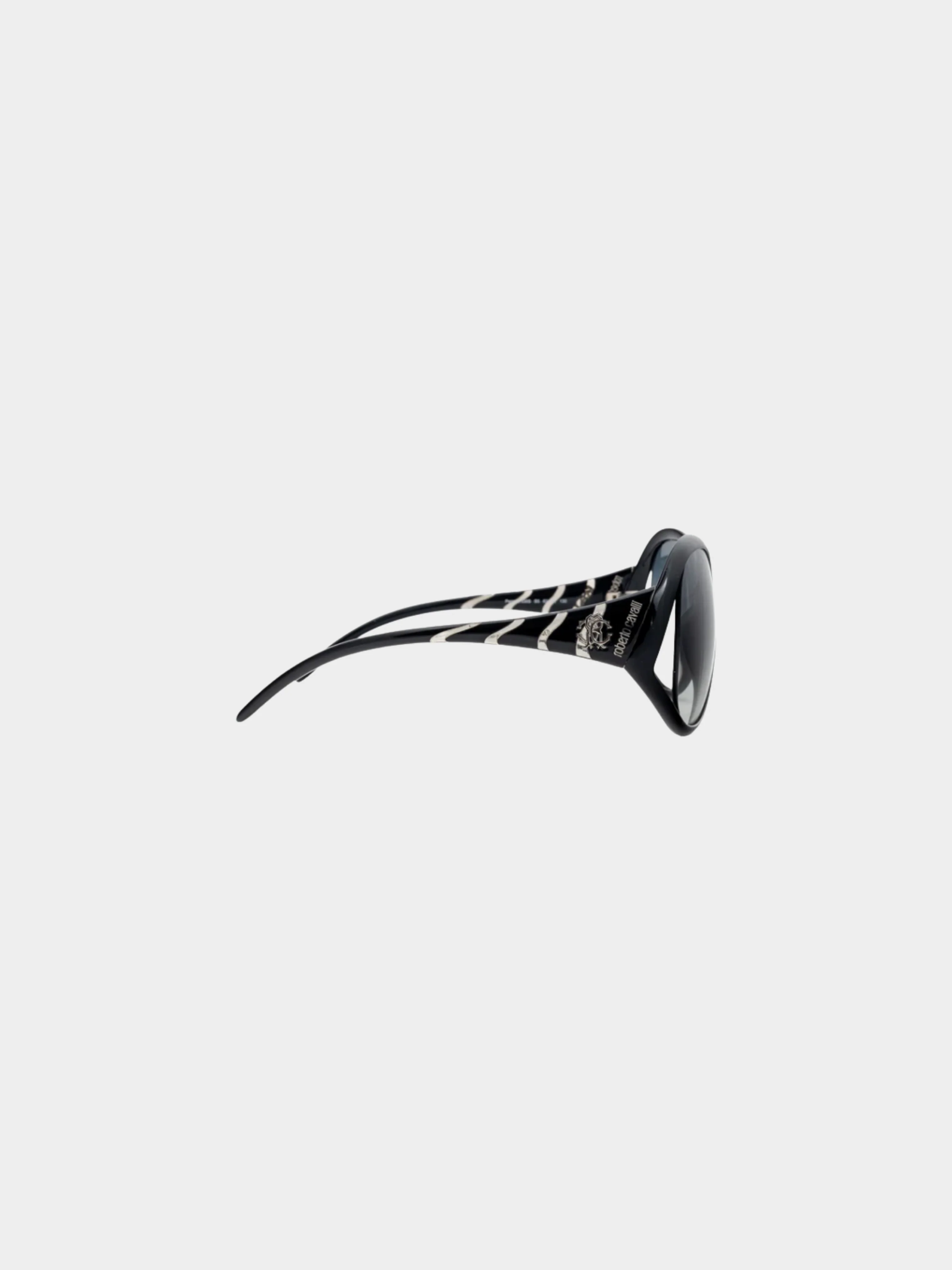 Roberto Cavalli 2000s Pegaso 338S Black Striped Butterfly Sunglasses - Image 3