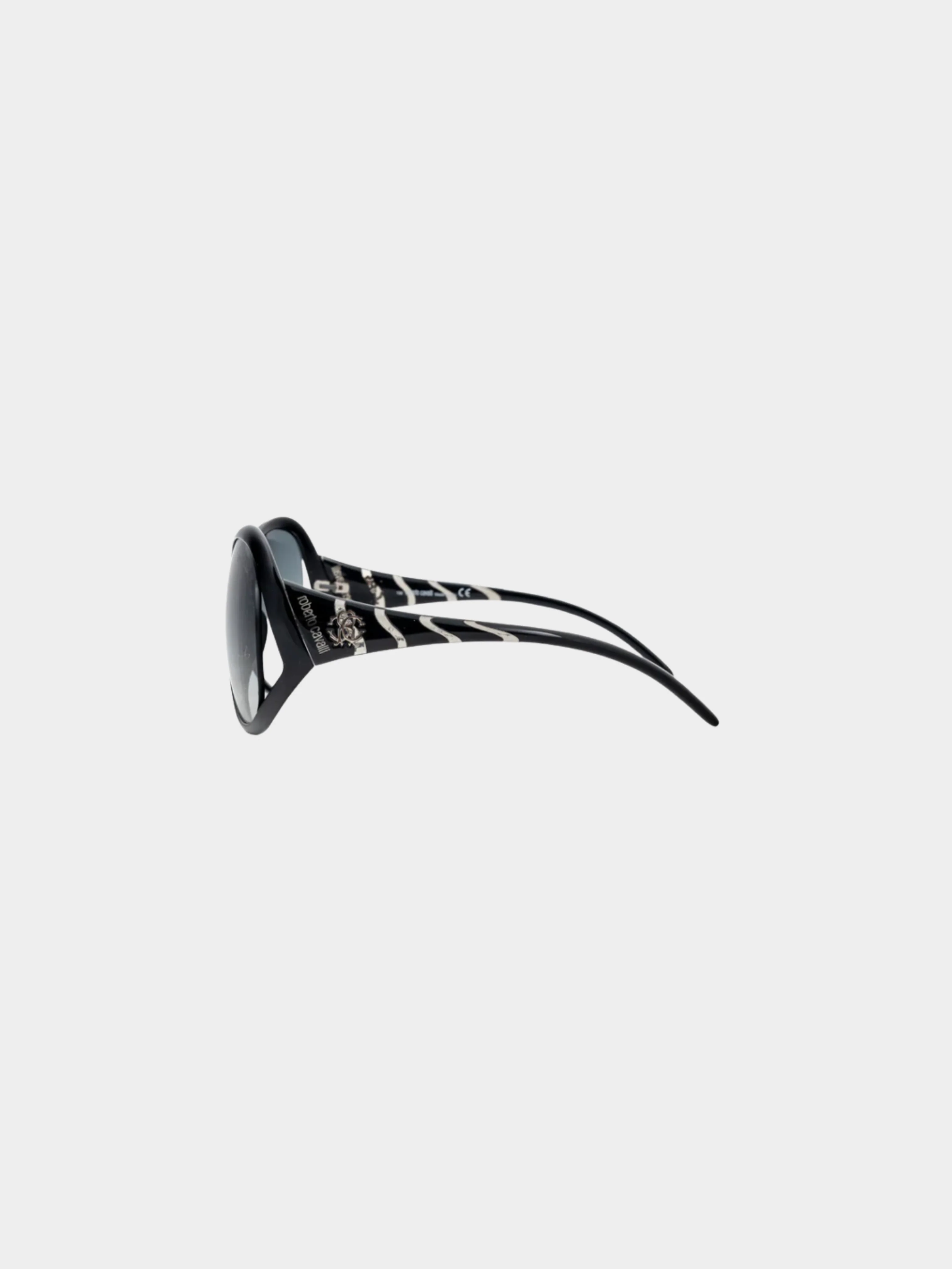 Roberto Cavalli 2000s Pegaso 338S Black Striped Butterfly Sunglasses - Image 4