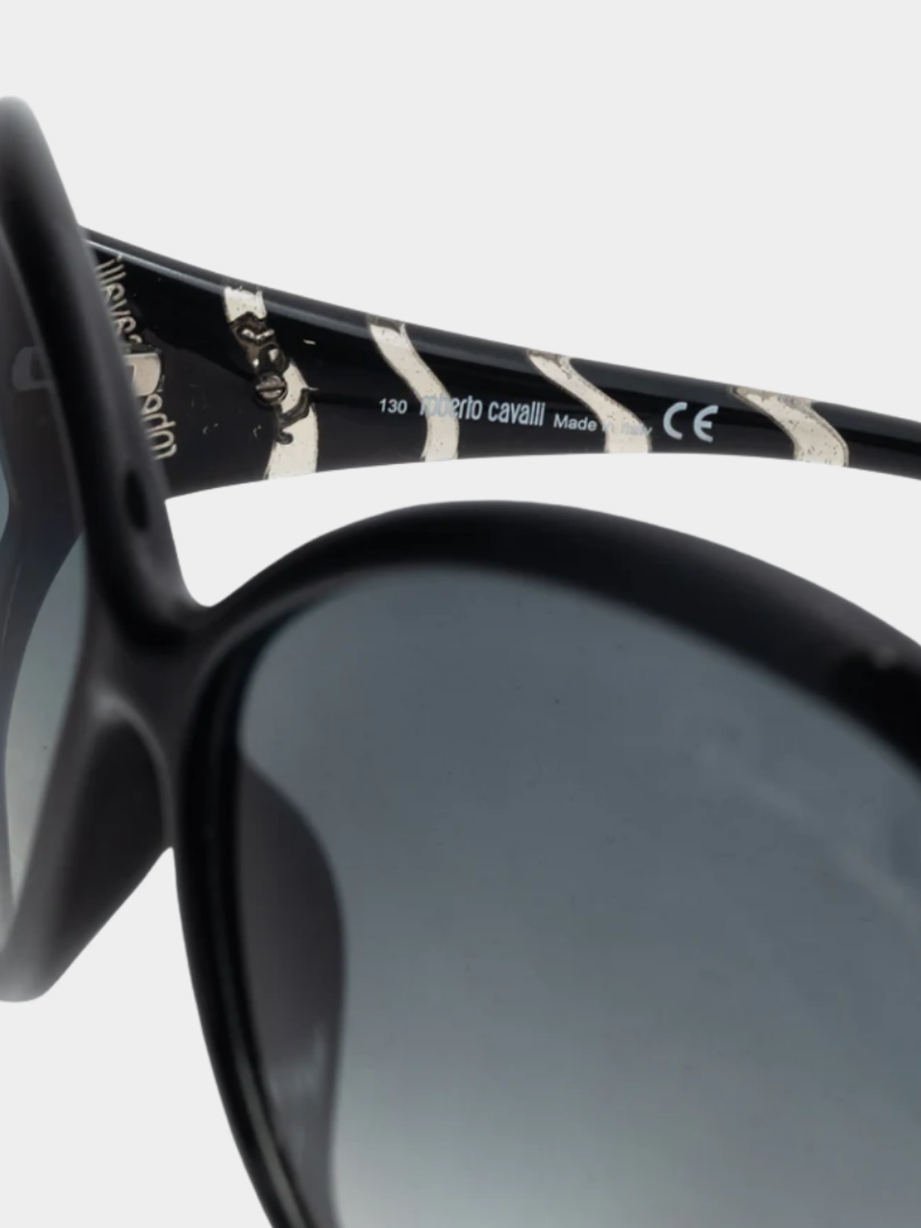 Roberto Cavalli 2000s Pegaso 338S Black Striped Butterfly Sunglasses - Image 5