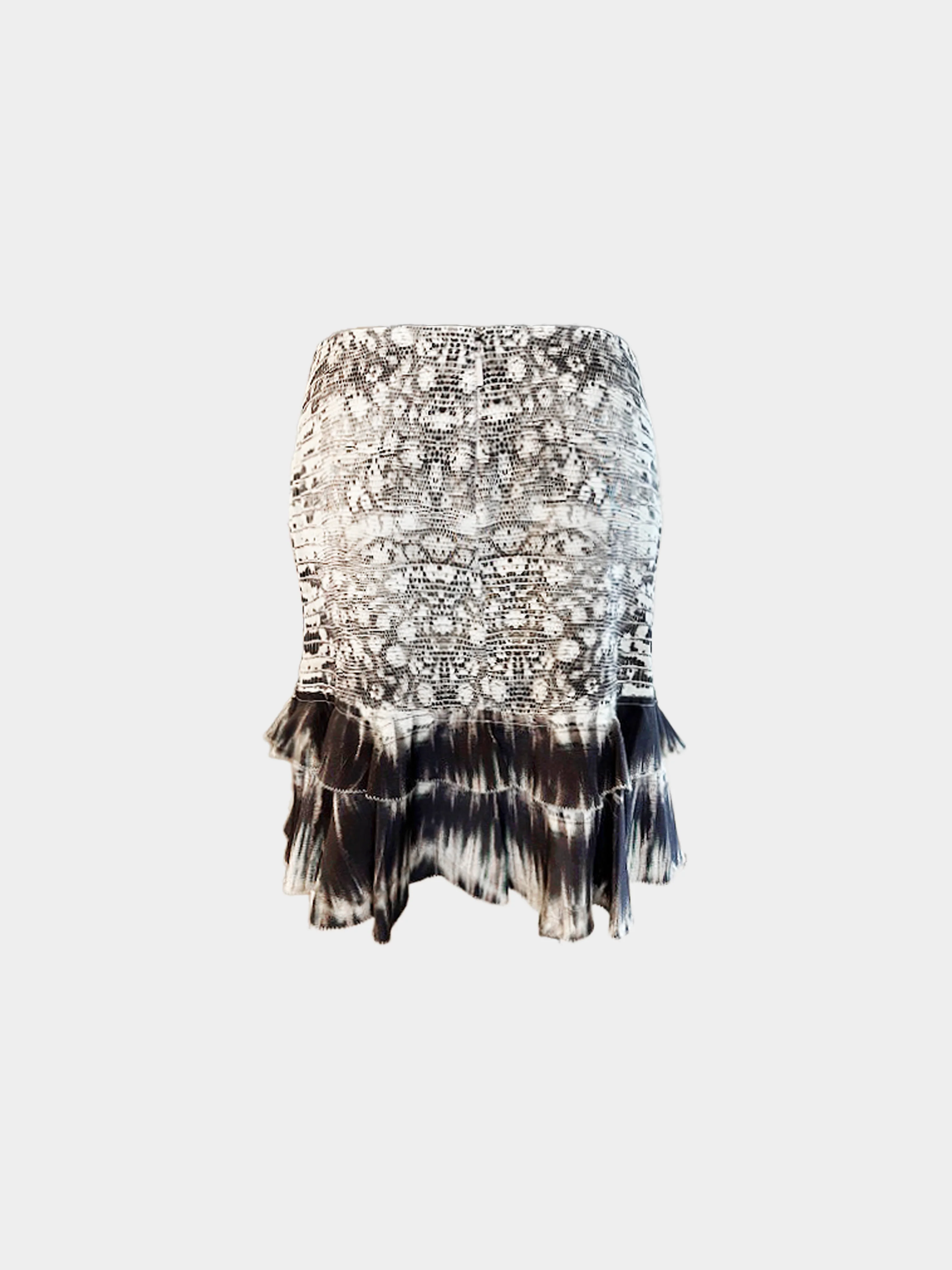 Roberto Cavalli 2000s Python Print Ruffled Silk Skirt - Image 2