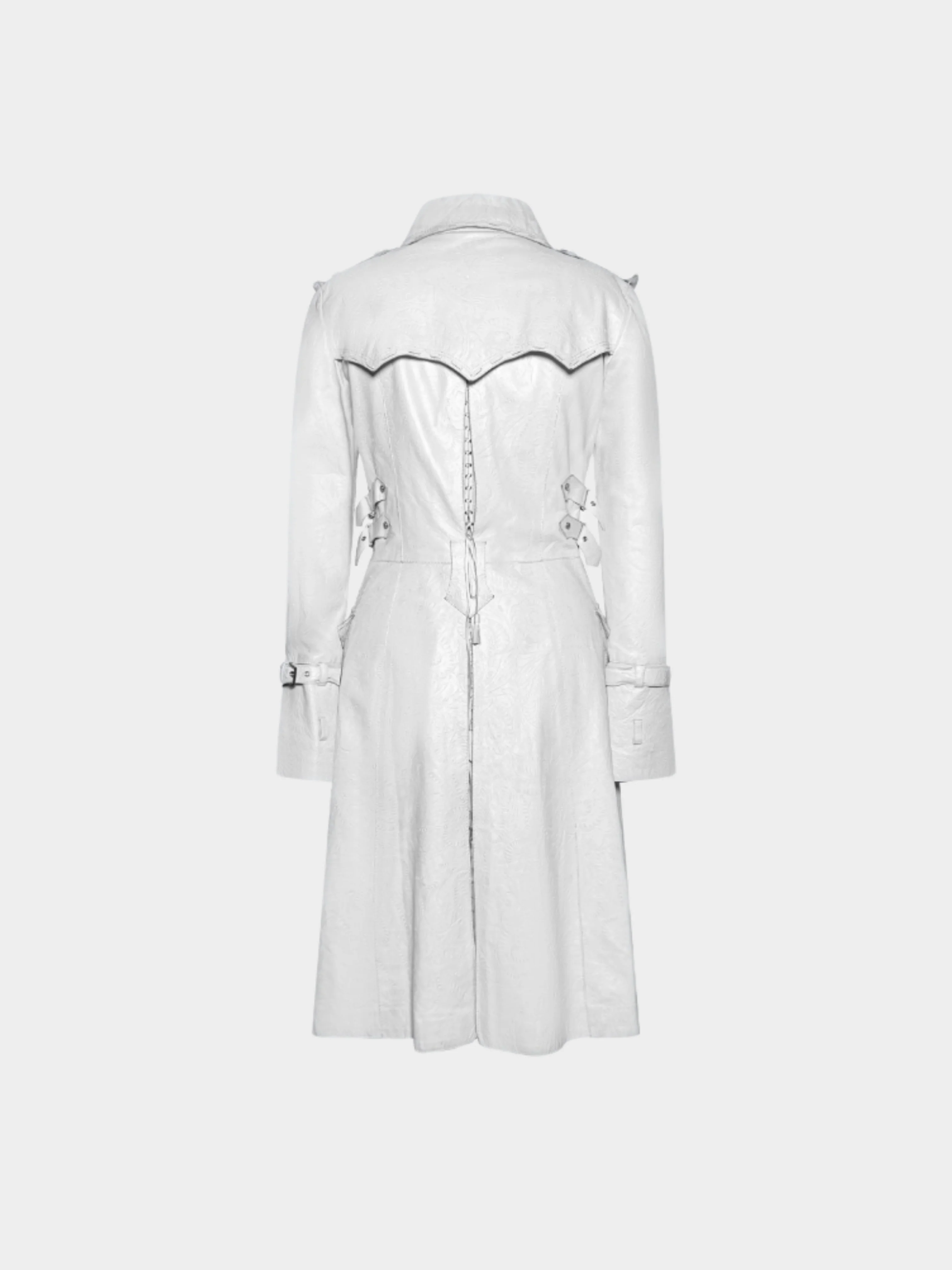 Roberto Cavalli 2000s White Leather Trench Coat - Image 2