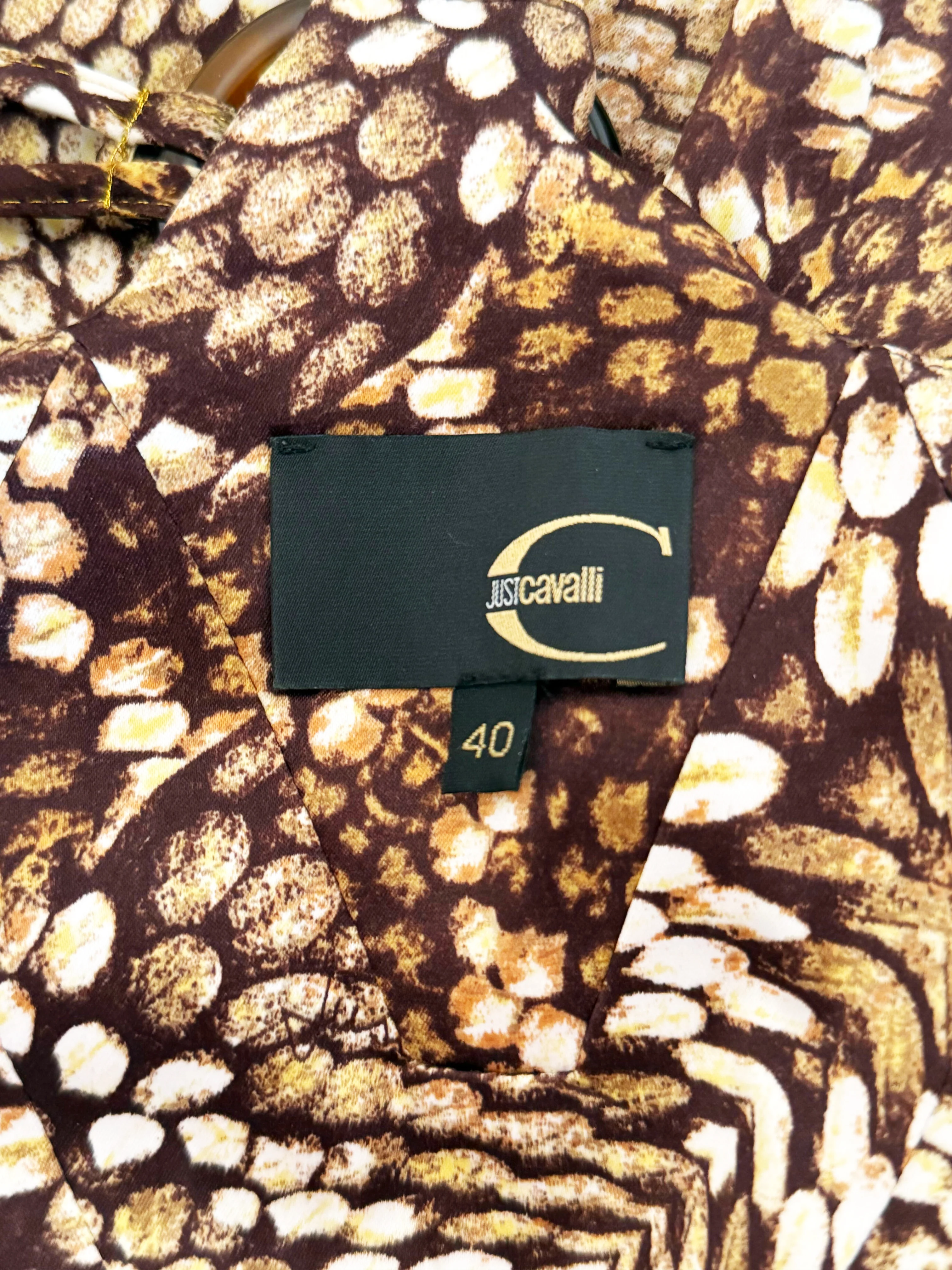 Roberto Cavalli 2000s Brown Silk Snakeskin Animal Print Slip Dress - Image 3